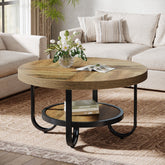 Table basse Tribesigns à deux niveaux, Table centrale de 79 cm avec étagère de rangement 3