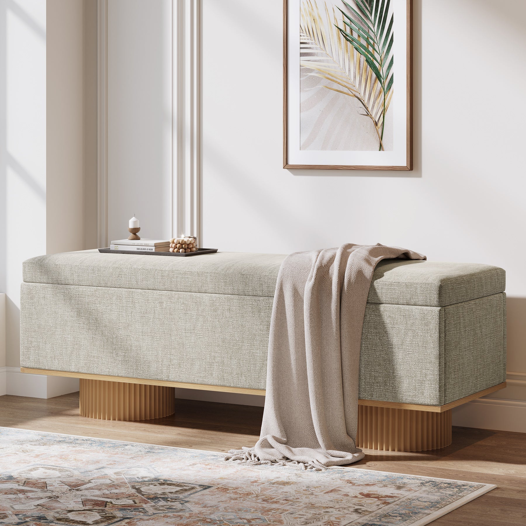 Banc à chaussures de 128 cm, Banc d'entrée rembourré avec rangement pliable