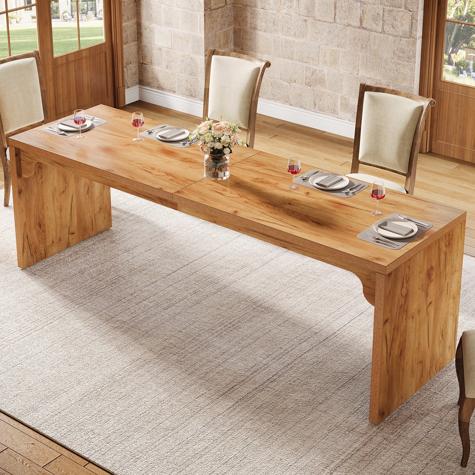 Tribesigns Table à manger 180 cm Table à manger de cuisine moderne avec base robuste