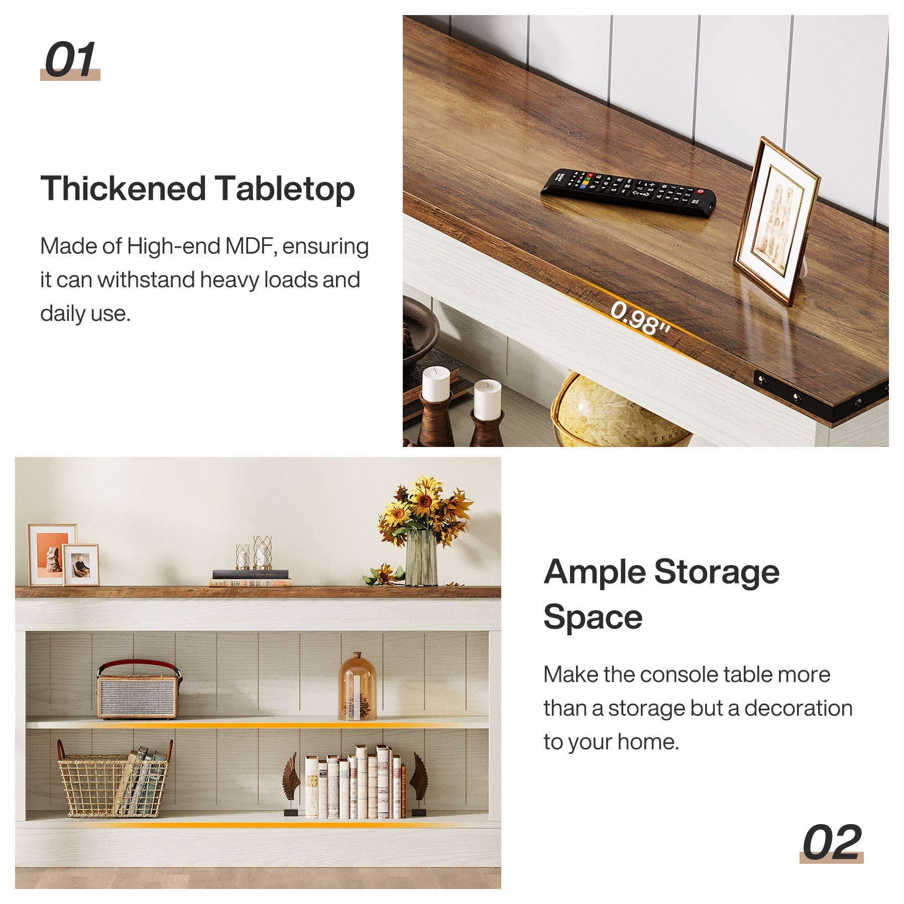 63" Console Table, Long Entryway Table Sofa Table With Storage Tribesigns