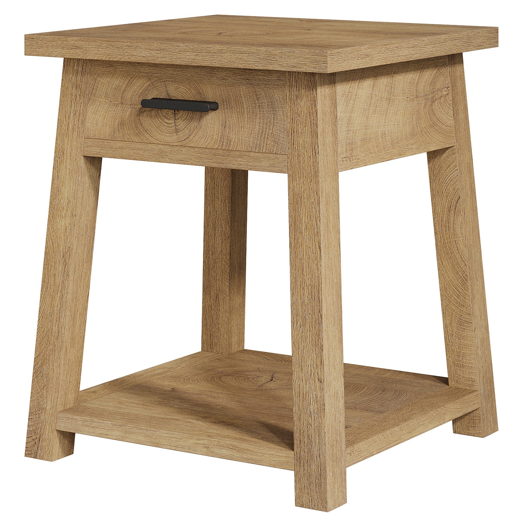 Table de chevet avec tiroir et étagère, Table d'appoint de style champêtre pour chambre et salon