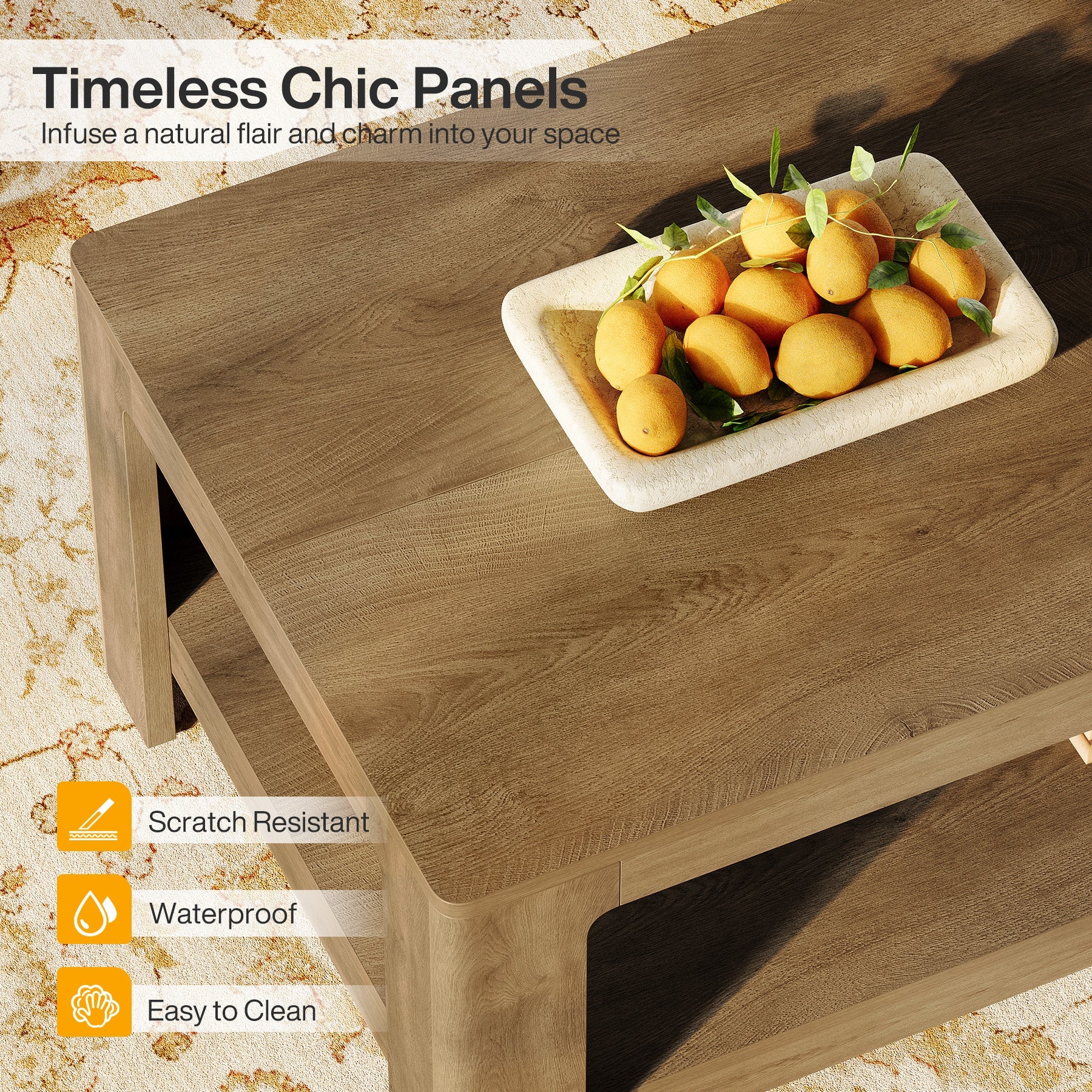 Tribesigns Table basse rectangulaire de 120 cm avec rangement à 2 niveaux, Table centrale en bois pour salon