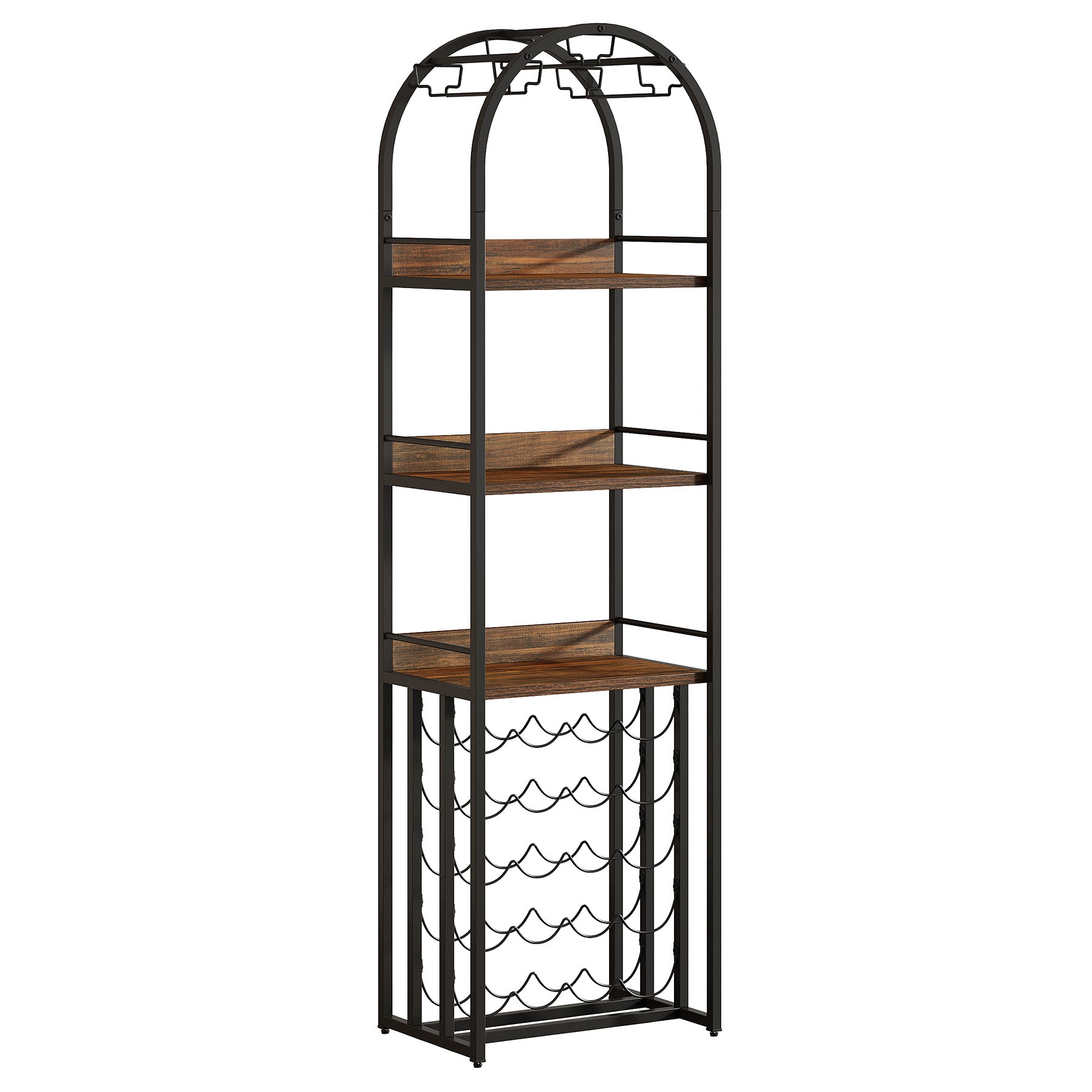 Tribesigns Étagère à vin en métal avec support en verre et rangement pour cave