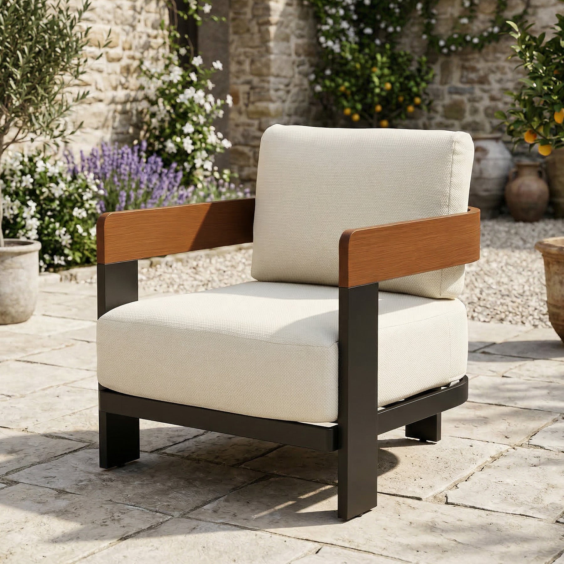 Tribesigns Chaise longue d'extérieur, Chaise de patio avec coussins et structure en aluminium