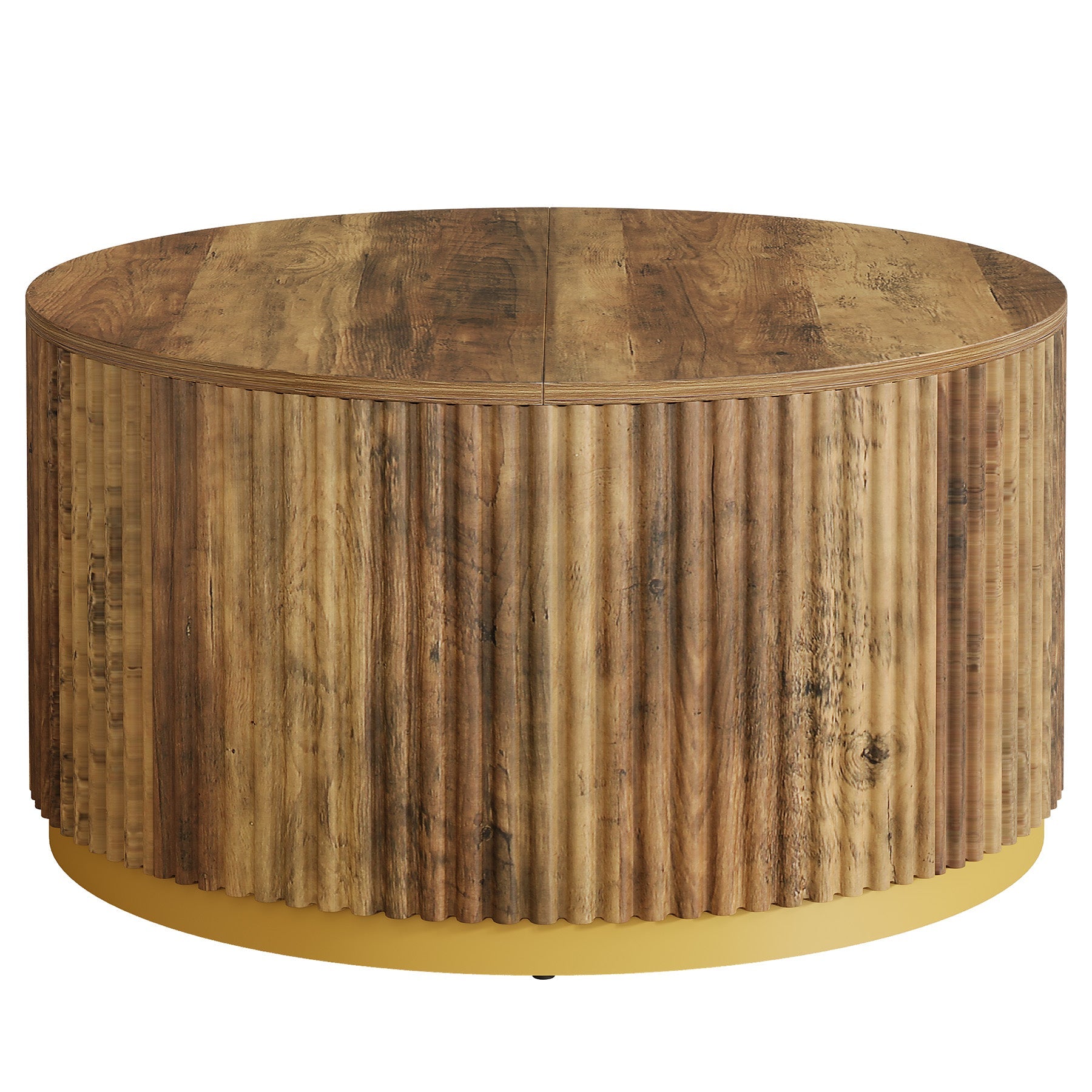 Tribesigns Table basse ronde de 80 cm de diamètre design côtelé, Table de salon avec piètement cylindrique stable