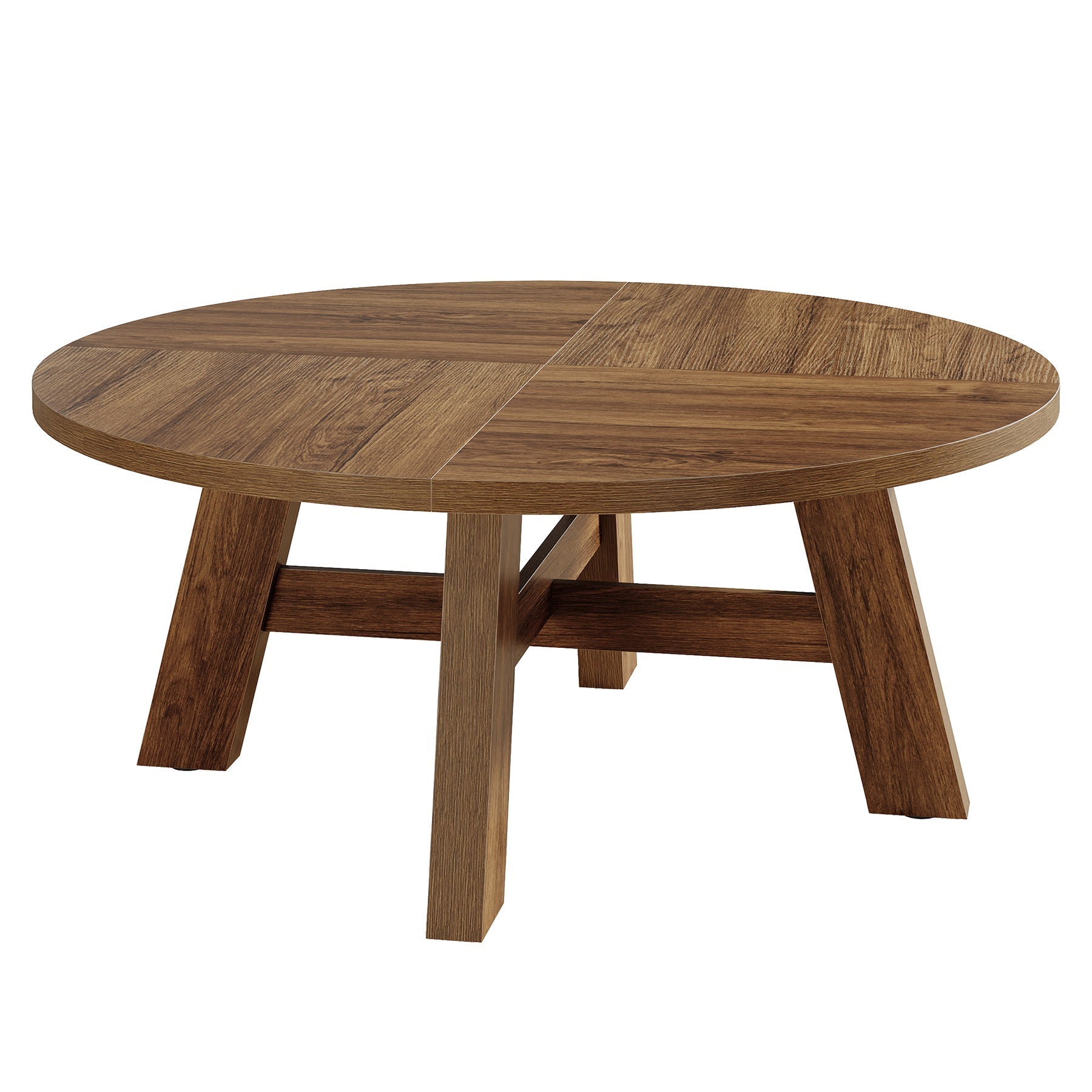 Tribesigns Table basse ronde de style moderne du milieu du siècle 100 cm avec traverses en bois