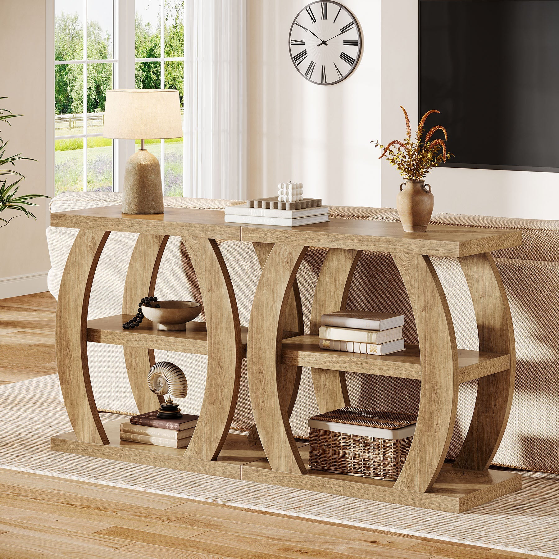 Tribesigns Table d'appoint étroite en bois à 3 niveaux, Table de chevet peu encombrante