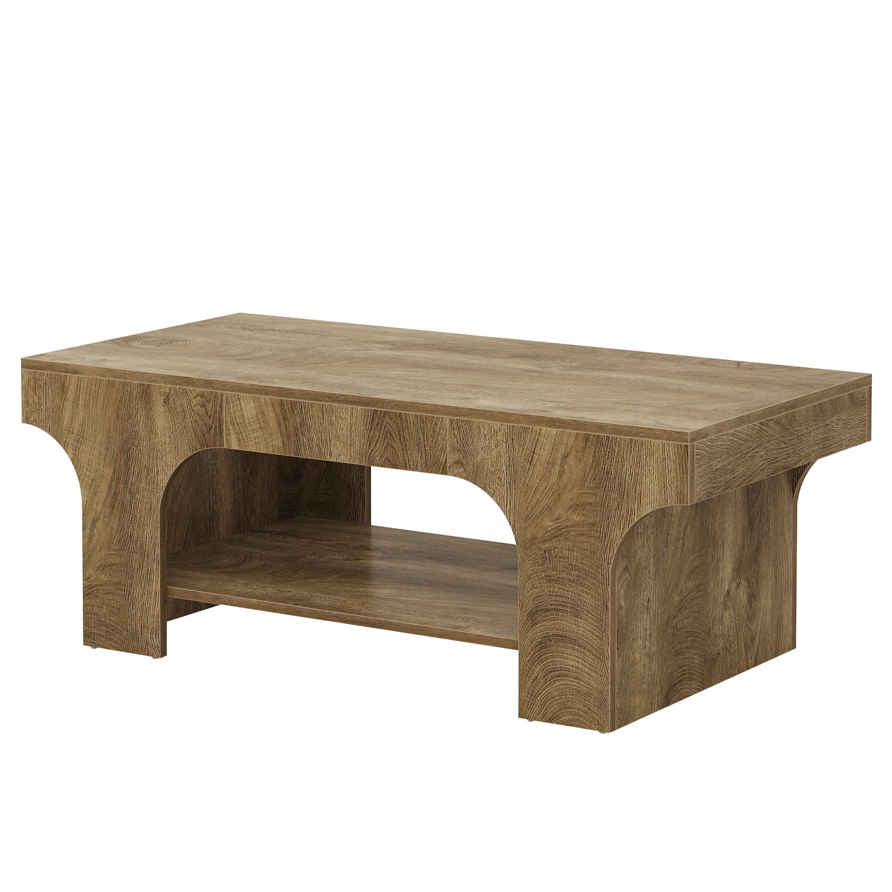 Tribesigns Table basse rectangulaire 120 cm, Table de salon moderne à 2 niveaux avec rangement