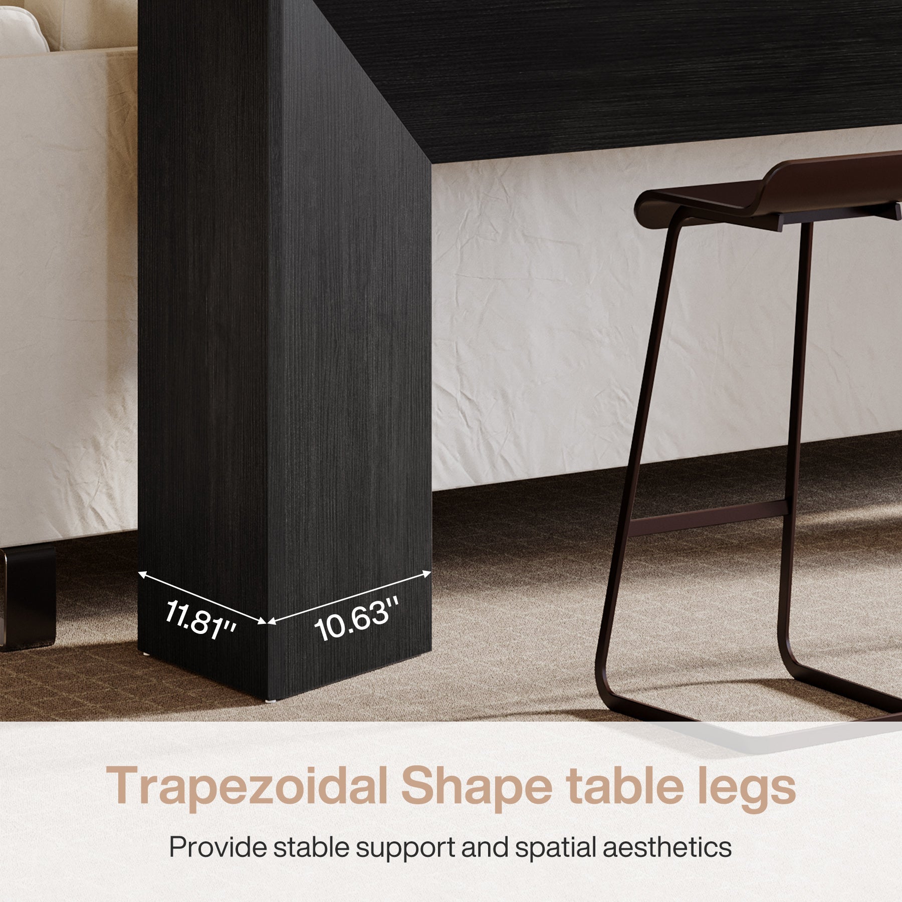 Tribesigns Console 160 cm pour entrée, Table d'appoint en bois noir pour salon et couloir