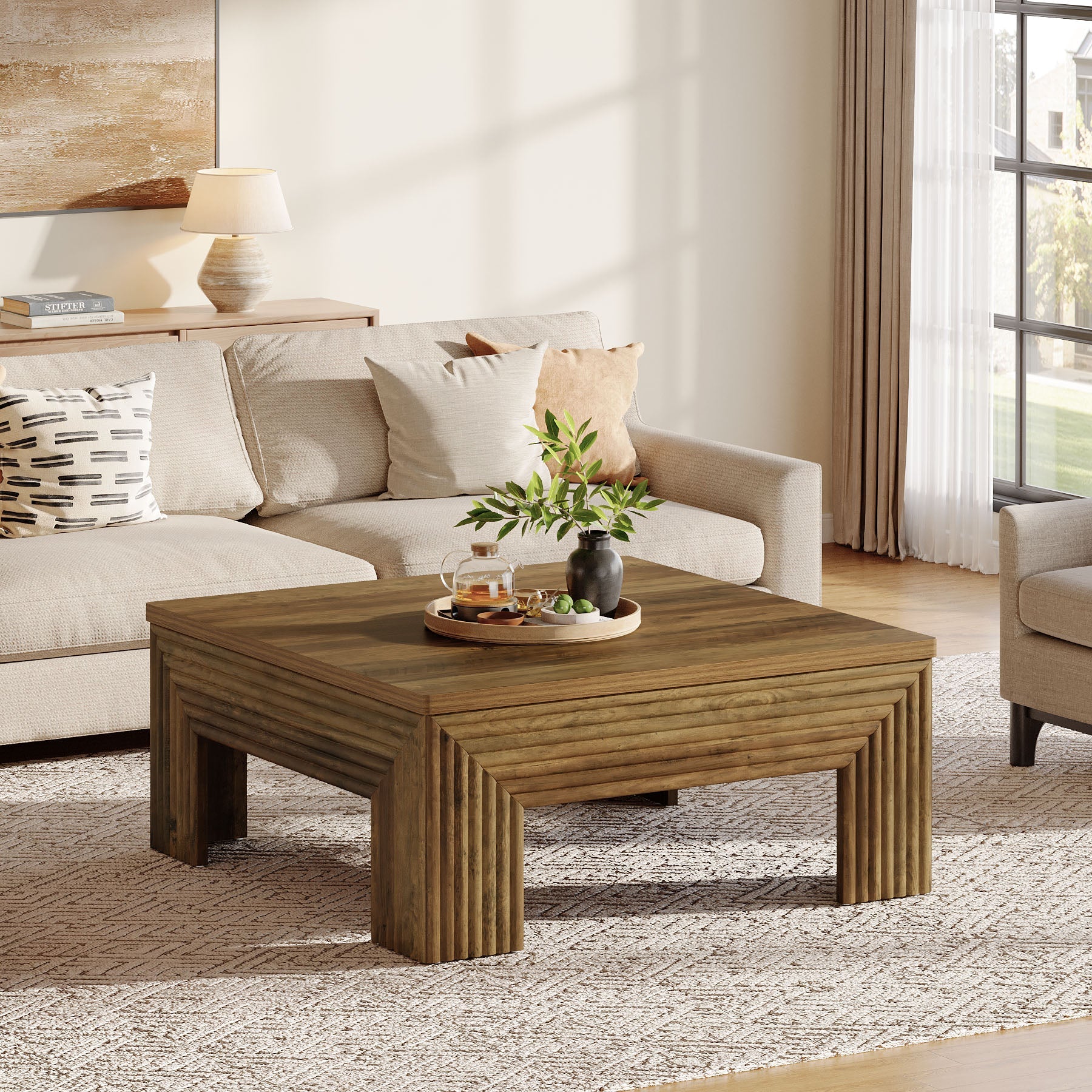 Tribesigns Table basse carrée moderne et minimaliste de 100 cm, Table centrale compacte pour salon