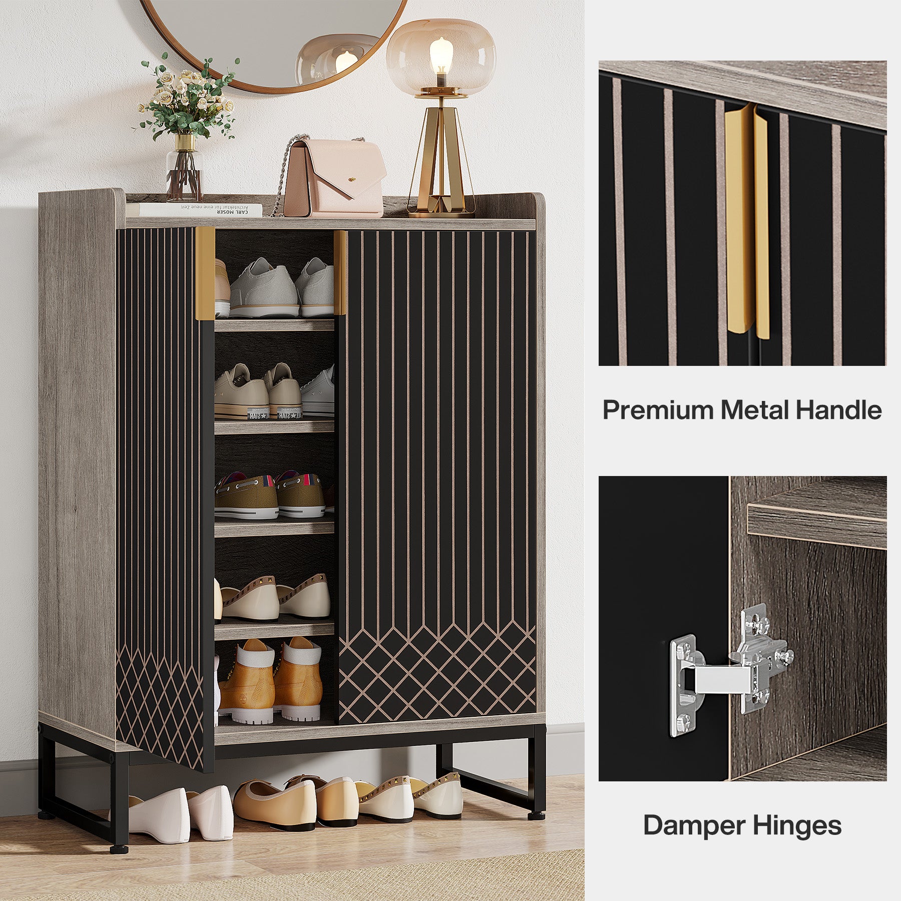 Tribesigns Meuble à chaussures, 25 paires de placards à chaussures avec portes