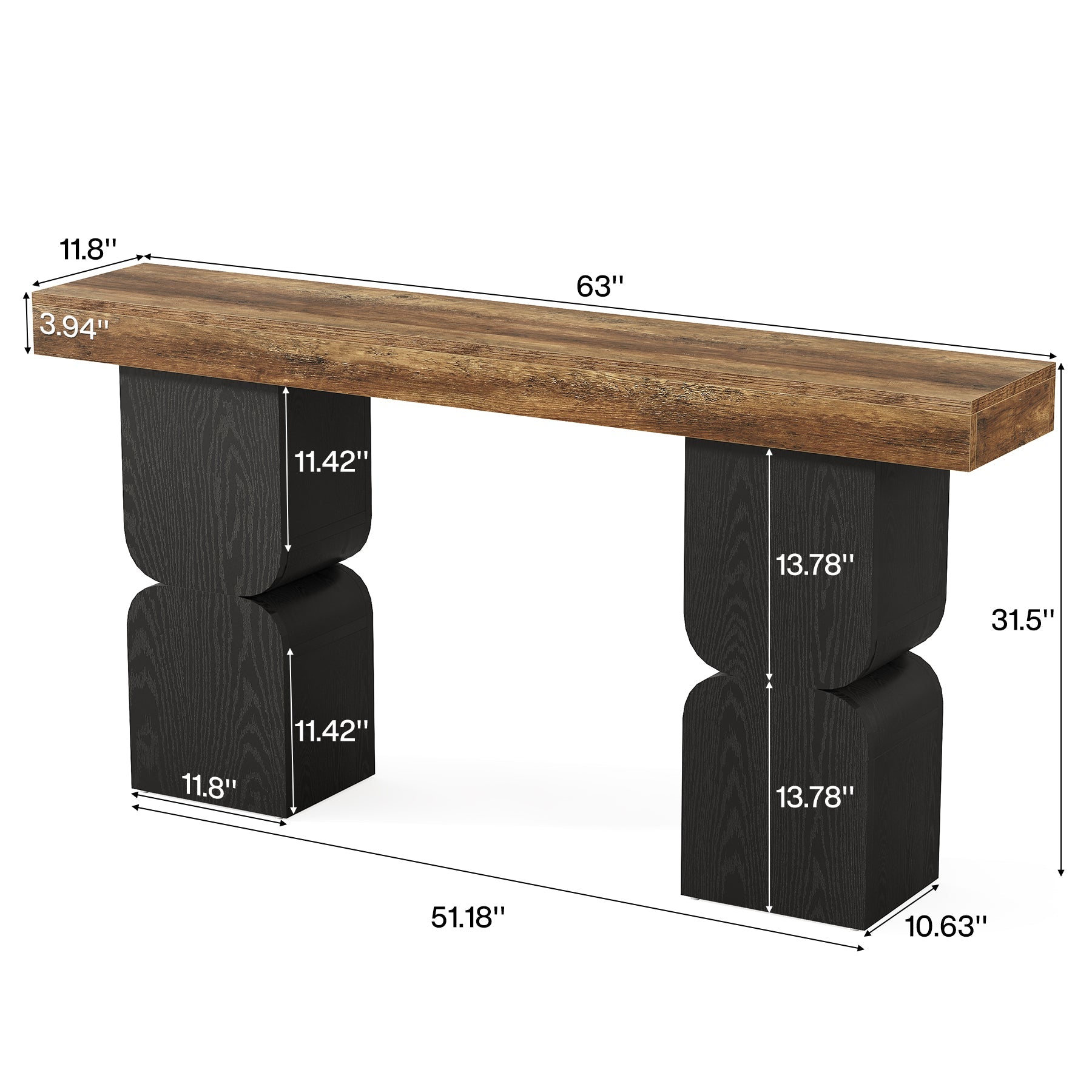 Tribesigns Console de 160 cm, Table d'appoint moderne à placer derrière le canapé avec un design color-block