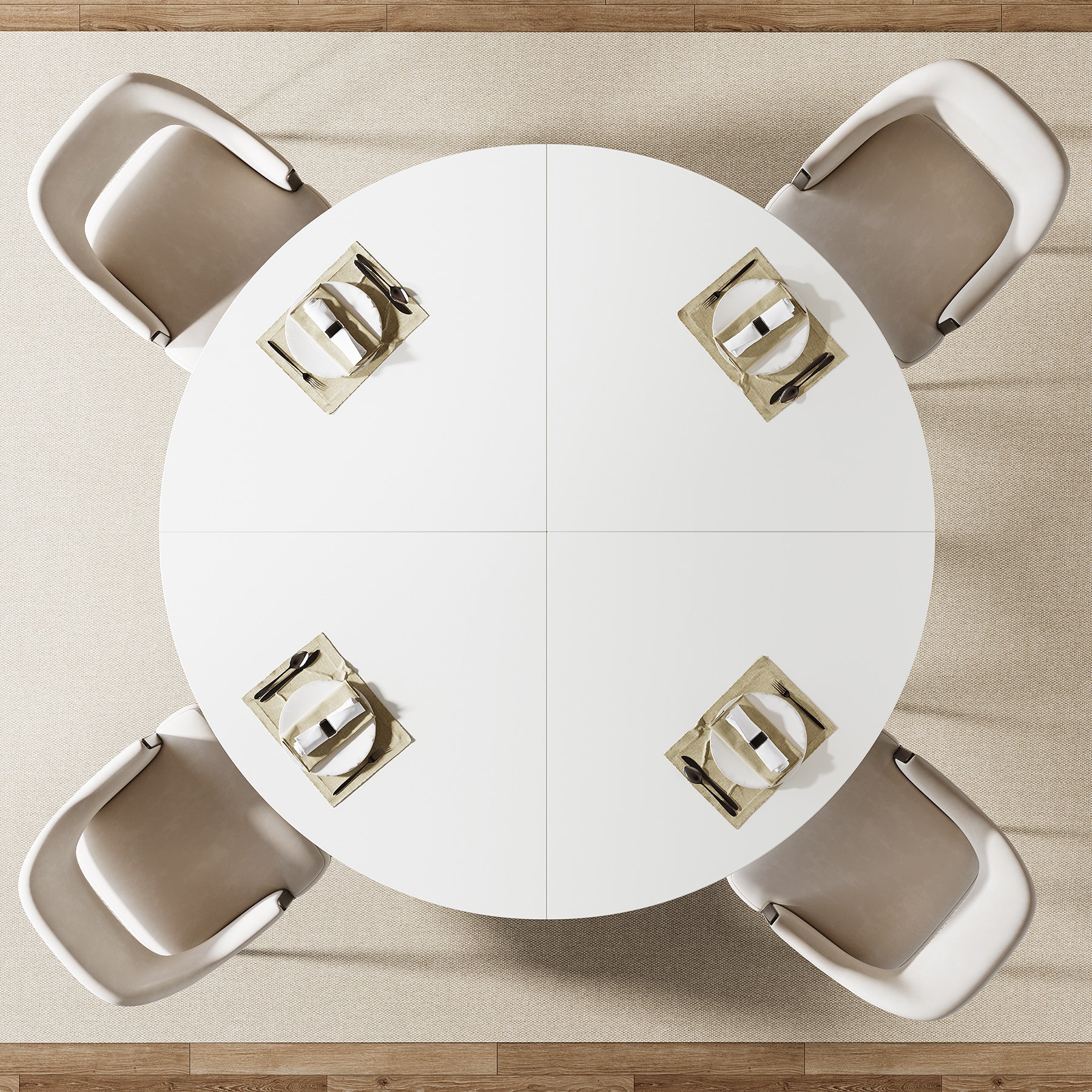 Tribesigns Table à manger ronde, Table de cuisine moderne de 120 cm pour 4 personnes