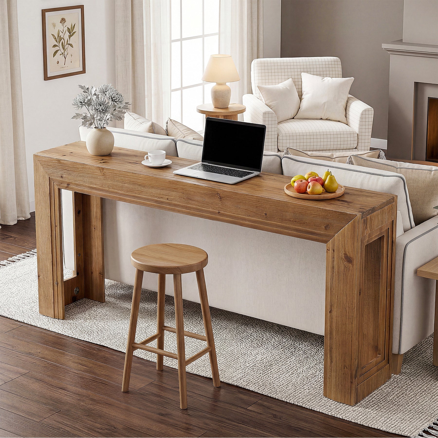 Tribesigns Console étroite de 160 cm, Table d'appoint à deux niveaux avec espace de rangement pour salon et entrée