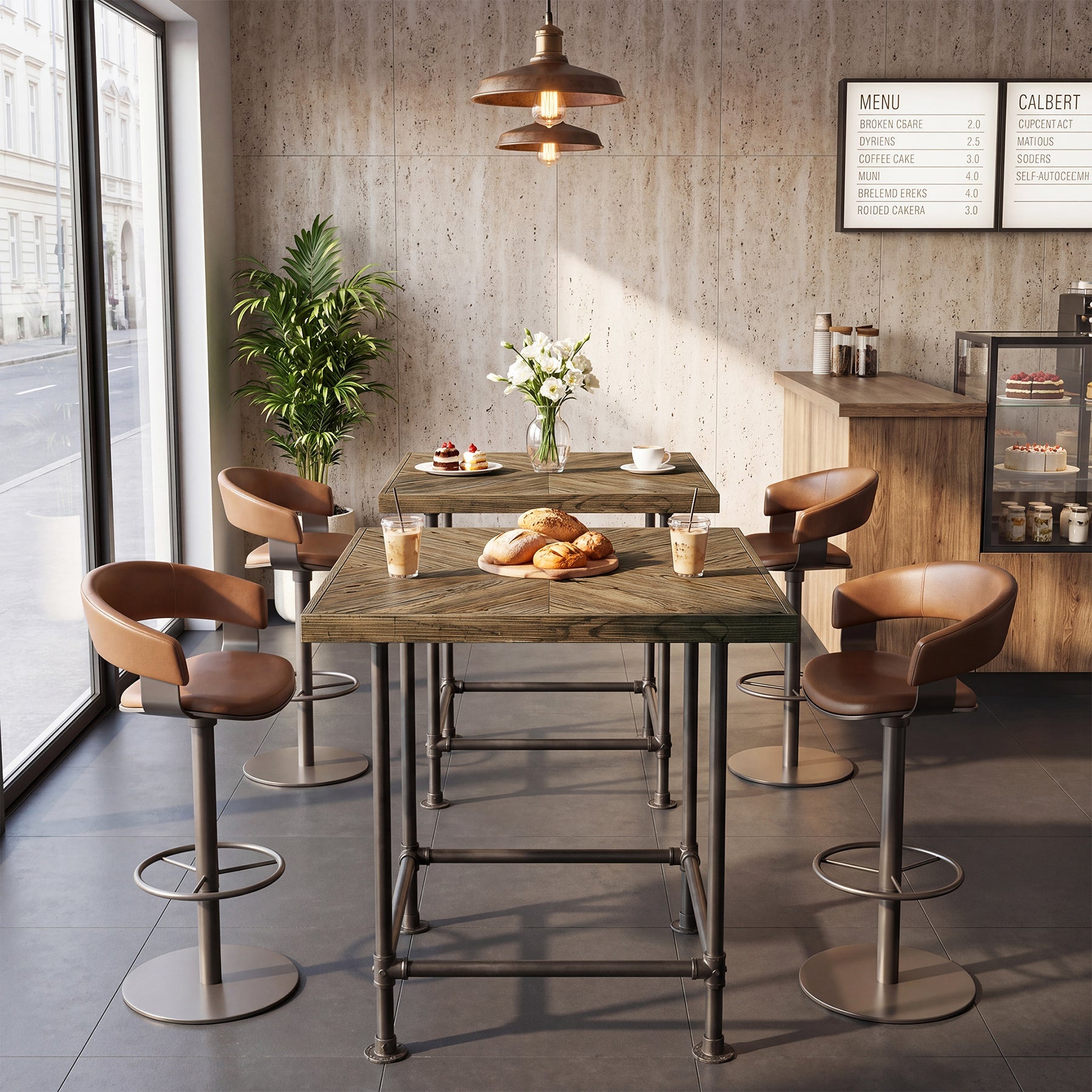 Tribesigns Table de bar de 90 cm de haut, style industriel avec plateau en bois massif