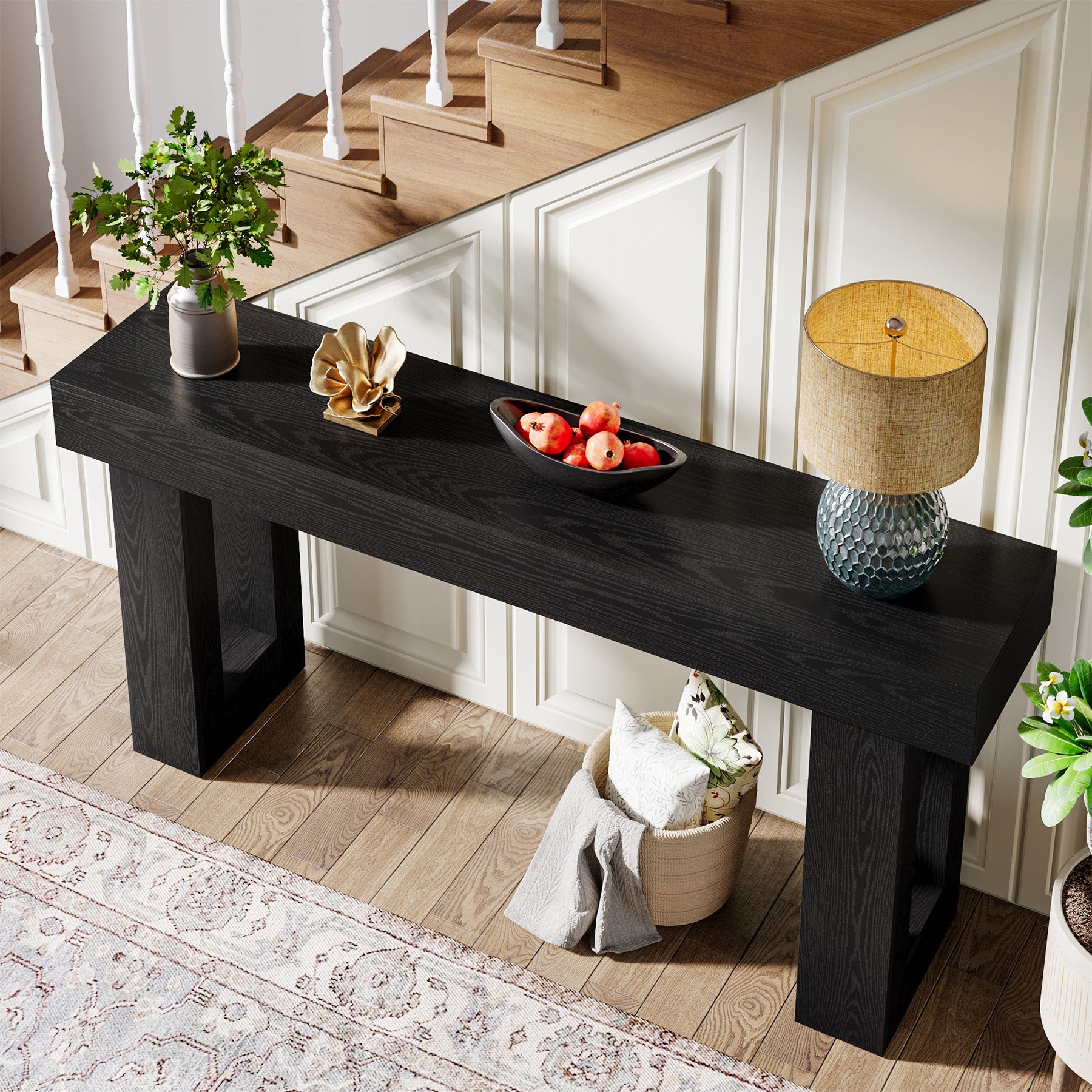 Tribesigns Console rectangulaire en bois de 160 cm de diamètre à placer derrière un canapé