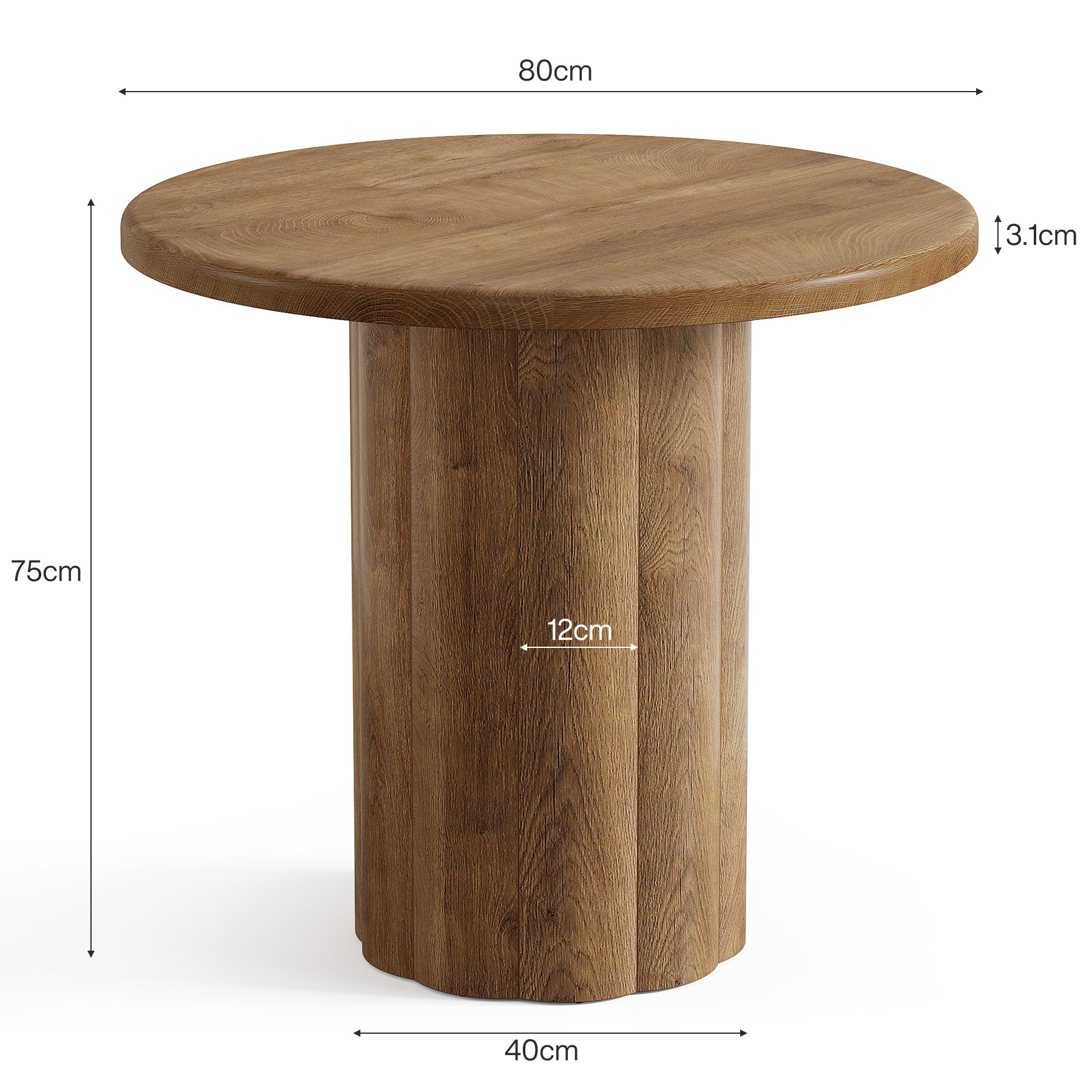 Tribesigns Table de conférence ronde de 80 cm pour 4 personnes, Table de bureau avec base stable en marron