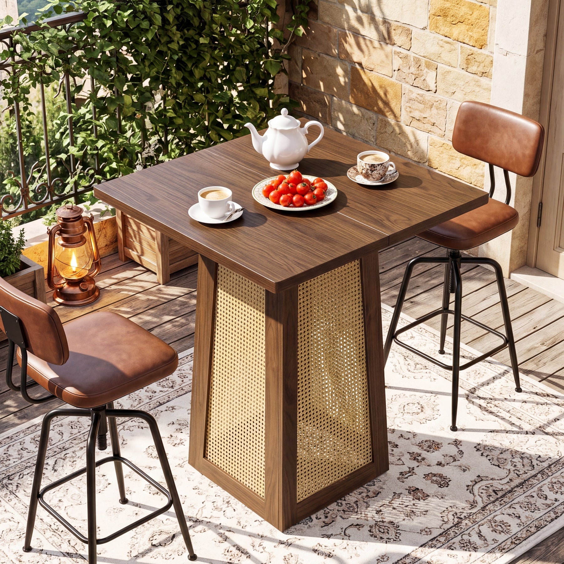 Tribesigns Table bistro carrée 80 x 80 cm avec pied central, Idéale pour le bar à domicile, le salon et les petits espaces