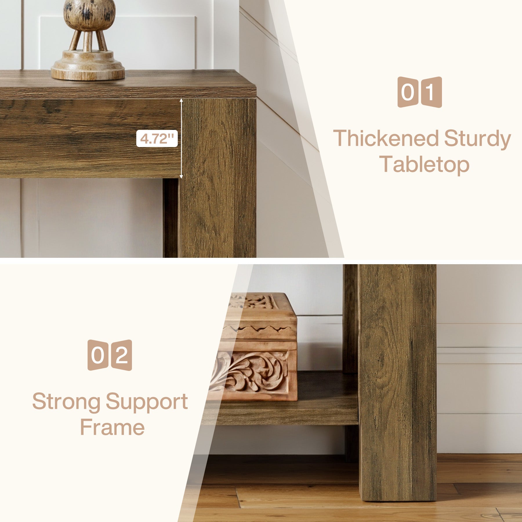 Tribesigns Console rustique de 105 cm avec rangement, Table d'appoint étroite à 2 niveaux pour entrée et couloir
