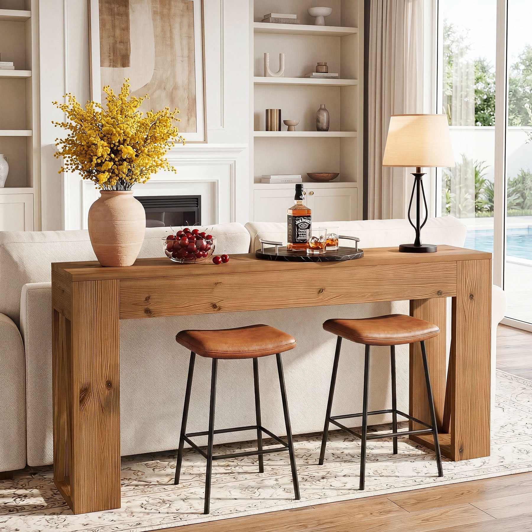 Tribesigns Massiver Konsolentisch 160 cm aus Tannenholz, schmaler Flurtisch im Landhausstil
