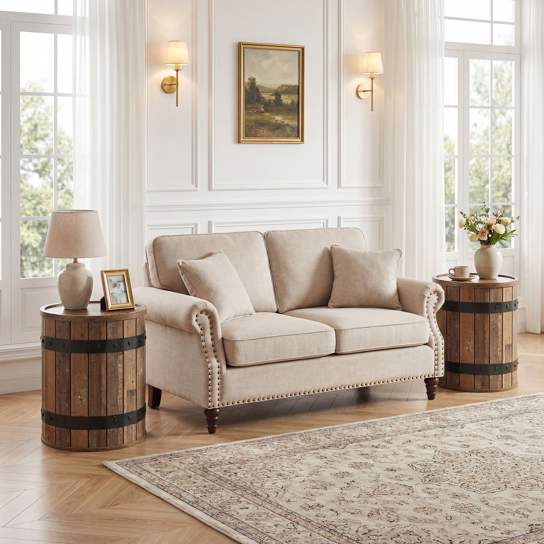 Tribesigns Table d'appoint ronde avec rangement, Table de chevet cylindrique de 50 cm avec couvercle amovible