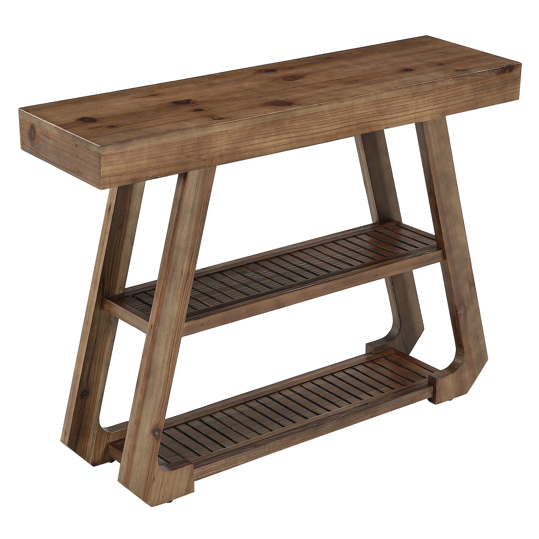 Tribesigns Console en bois massif de 105 cm avec 3 étagères, Style campagnard avec piètement en A