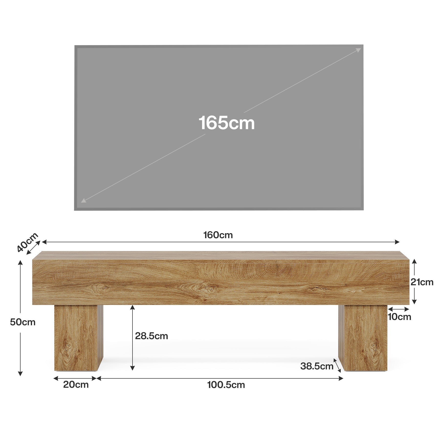 Tribesigns Meuble TV 160 cm, Centre multimédia style ferme pour salon et télévision