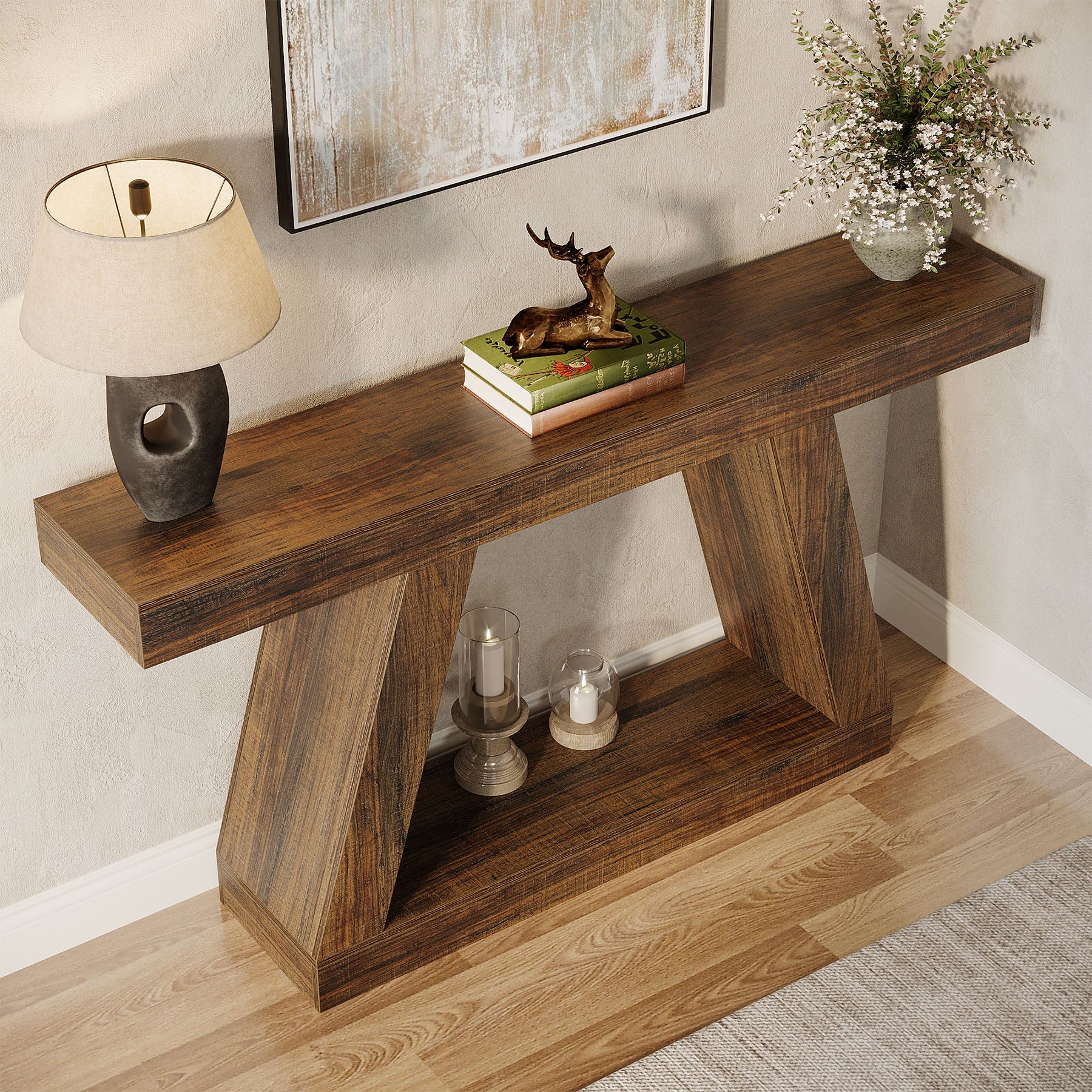 Tribesigns Table console industrielle de 140 cm pour entrée, Table basse de couloir
