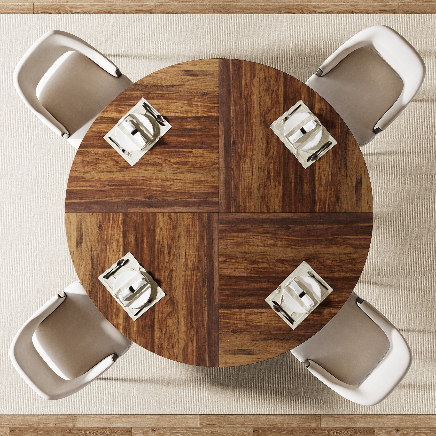 Tribesigns Table à manger ronde, Table de cuisine moderne de 120 cm pour 4 personnes