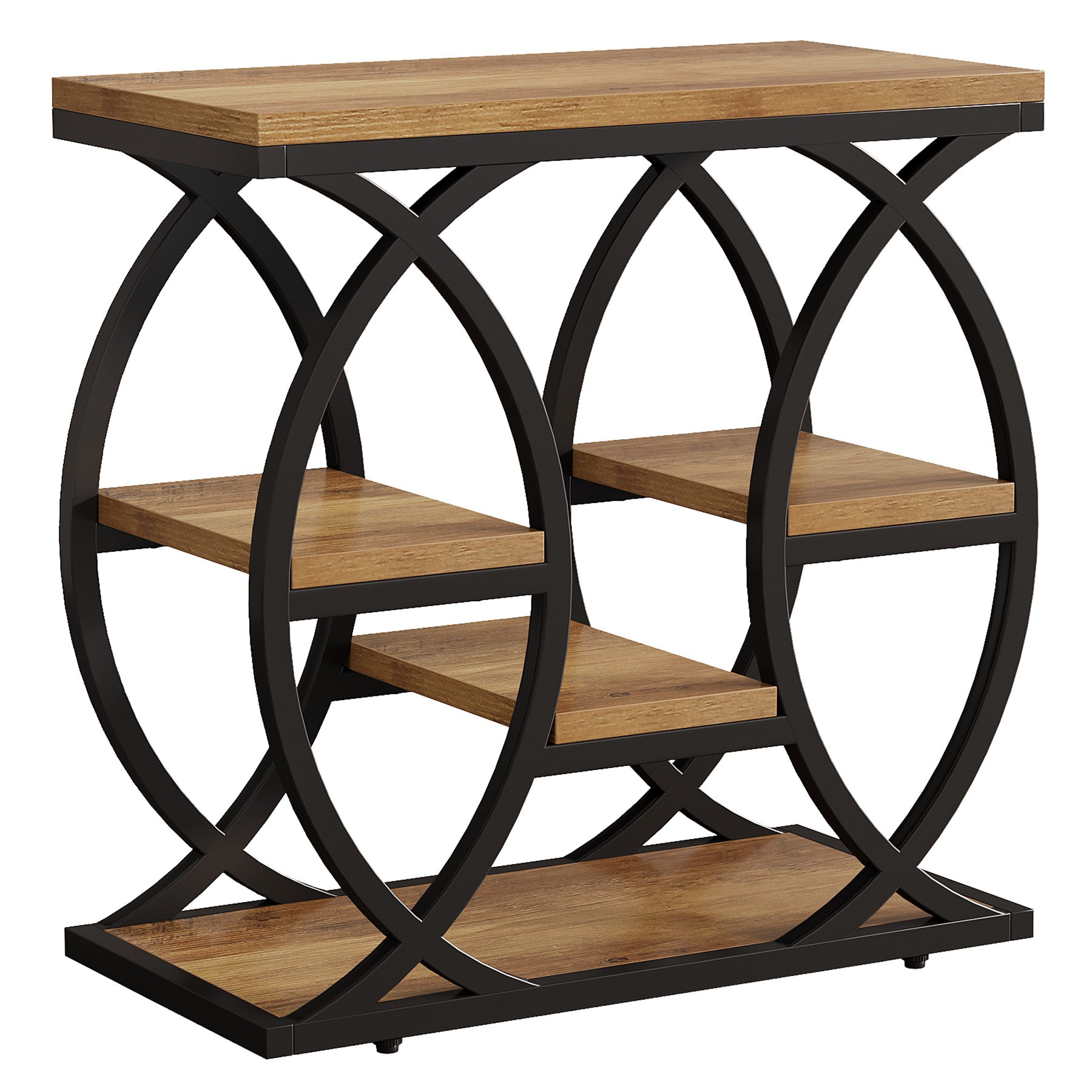 Tribesigns Table d'appoint avec 4 étagères, Table de chevet étroite avec espace de rangement