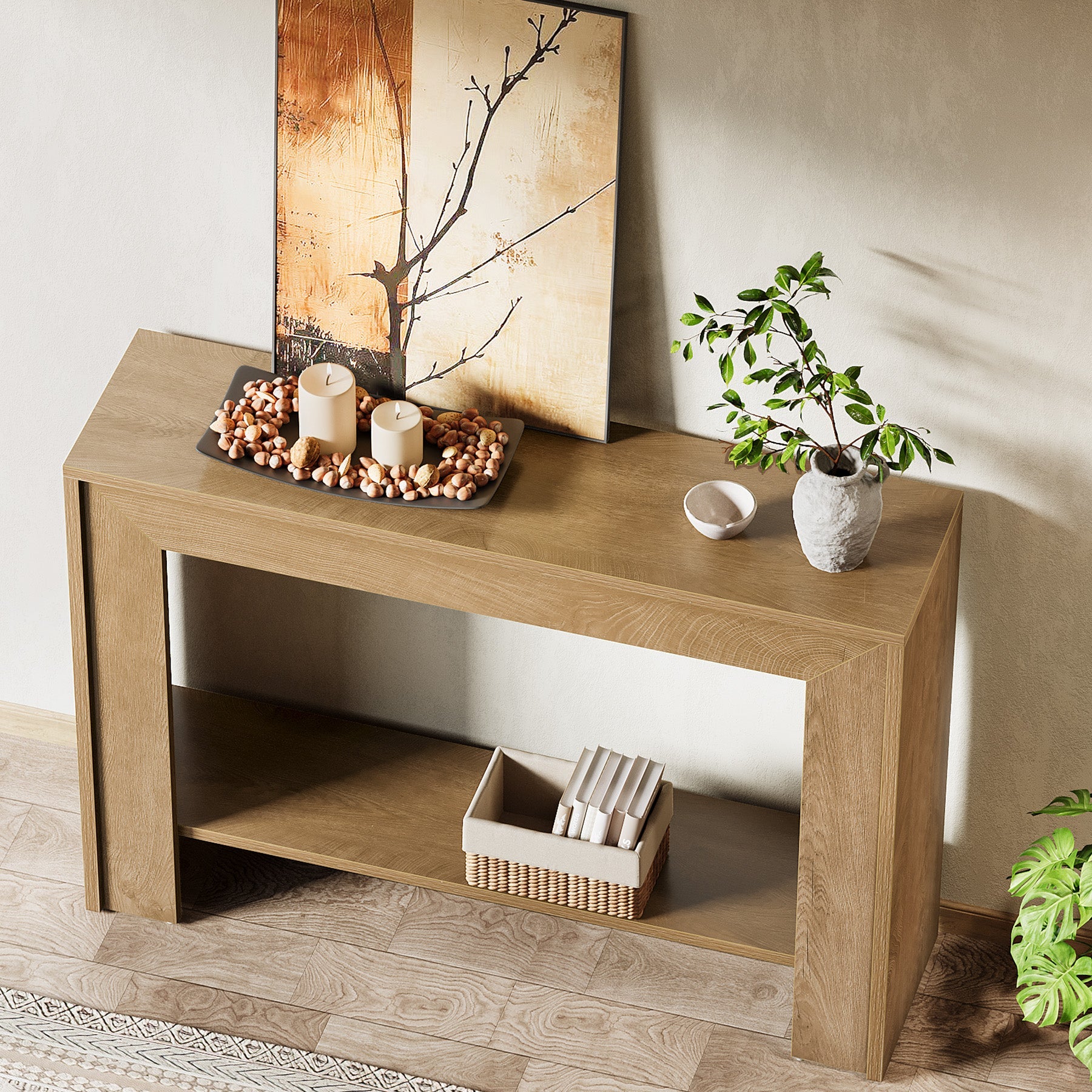 Tribesigns Console étroite avec rangement ouvert, 105 x 30 x 80 cm, Idéale pour l'entrée et le salon