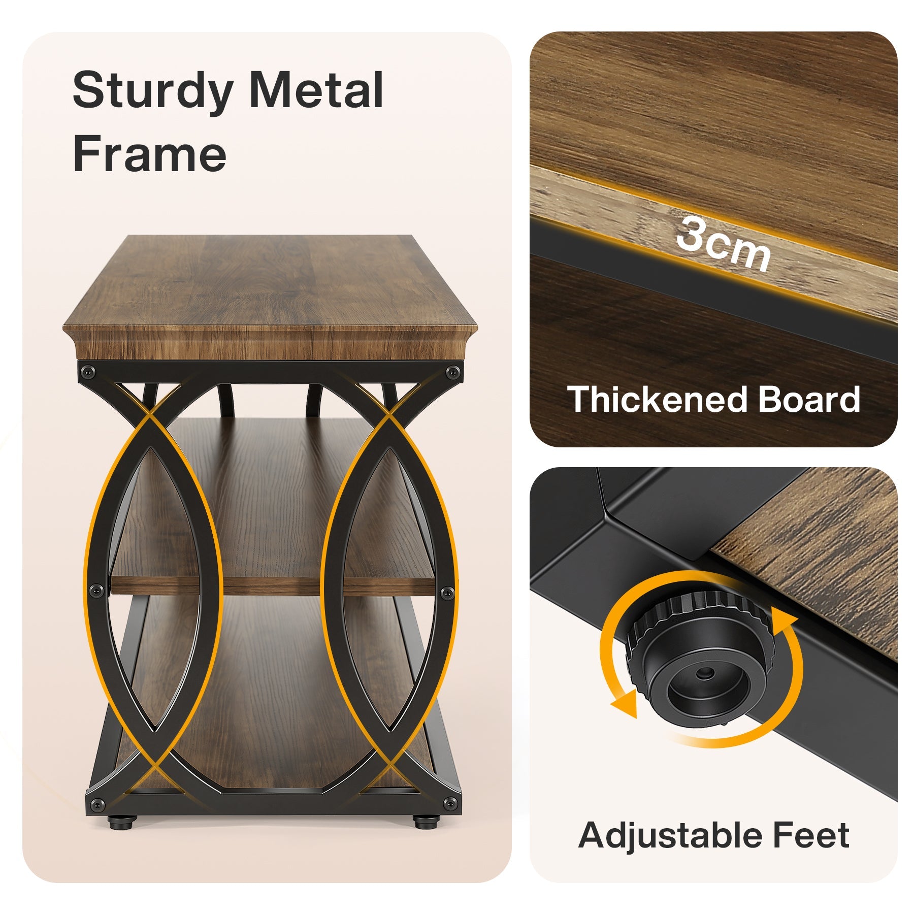 Banc à chaussures avec rangement (120 cm), Meuble à chaussures 3 niveaux avec assise (style industriel et ferme)