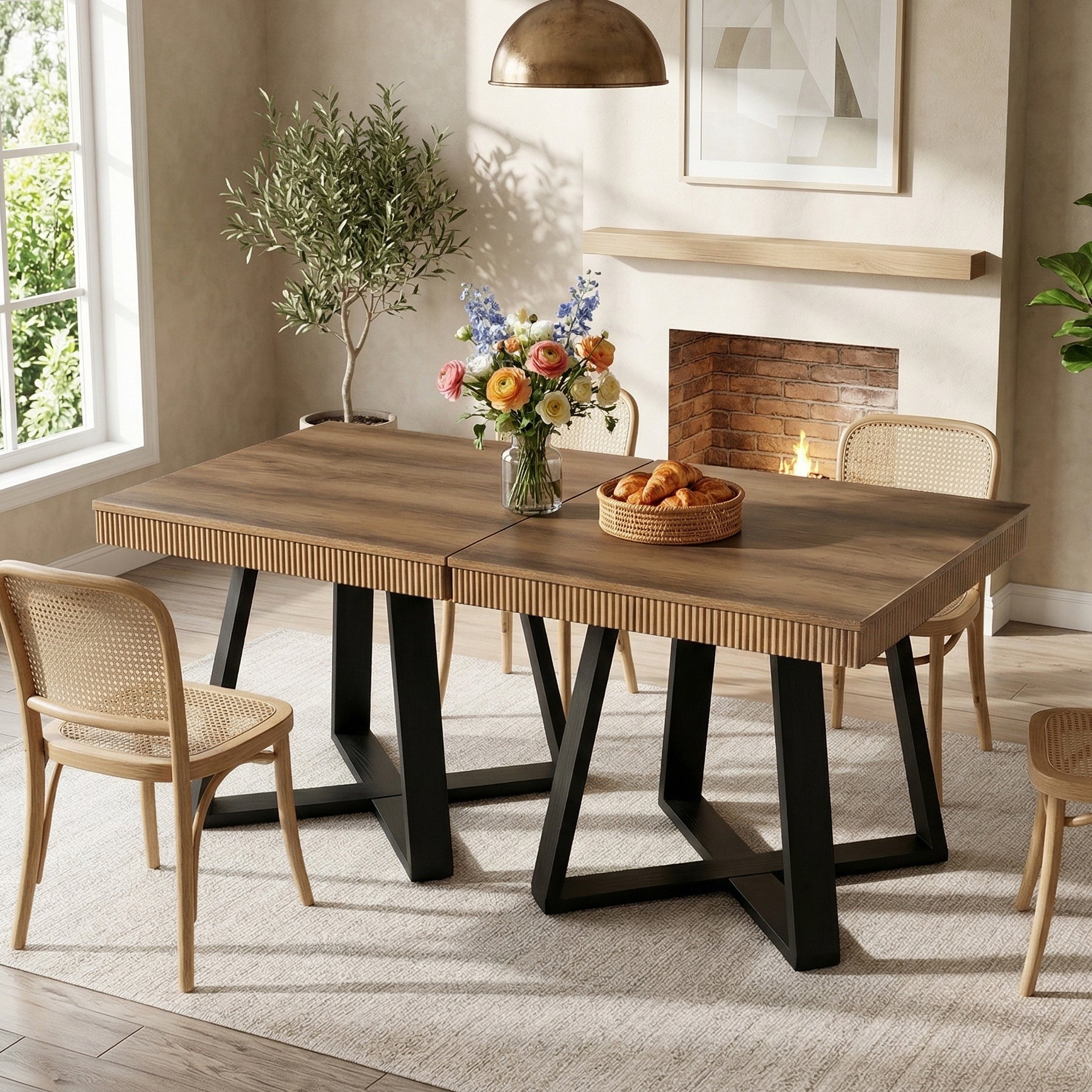 Tribesigns Petite table à manger carrée (80 x 80 cm) pour 2 à 4 personnes, Table de cuisine compacte avec piètement en X