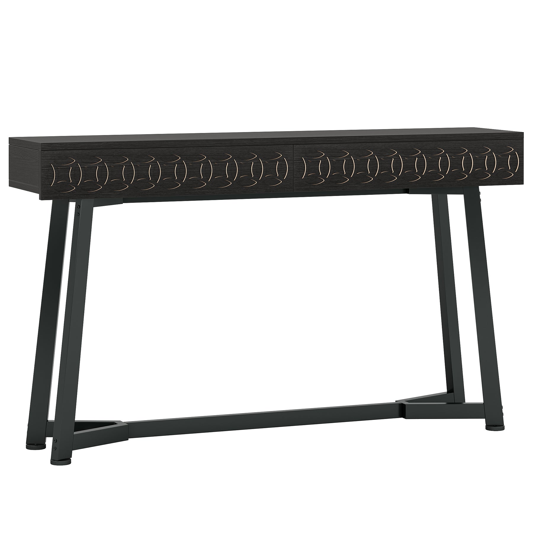 Tribesigns 140 cm Moderne Table Console, Table d'entrée Noire avec 2 tiroirs