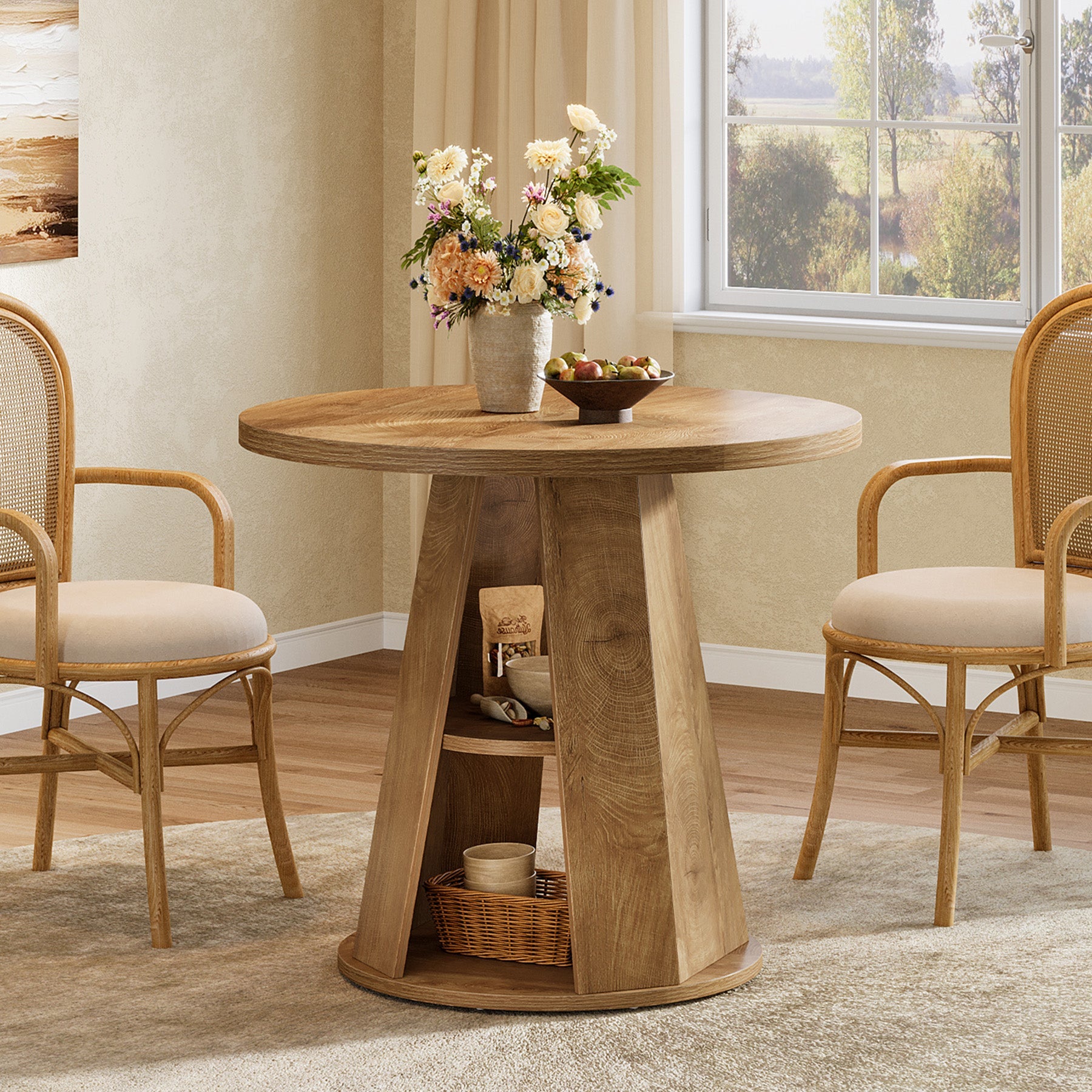 Tribesigns Table de salle à manger ronde de 80 cm pour 2 à 4 personnes, Petite table de cuisine