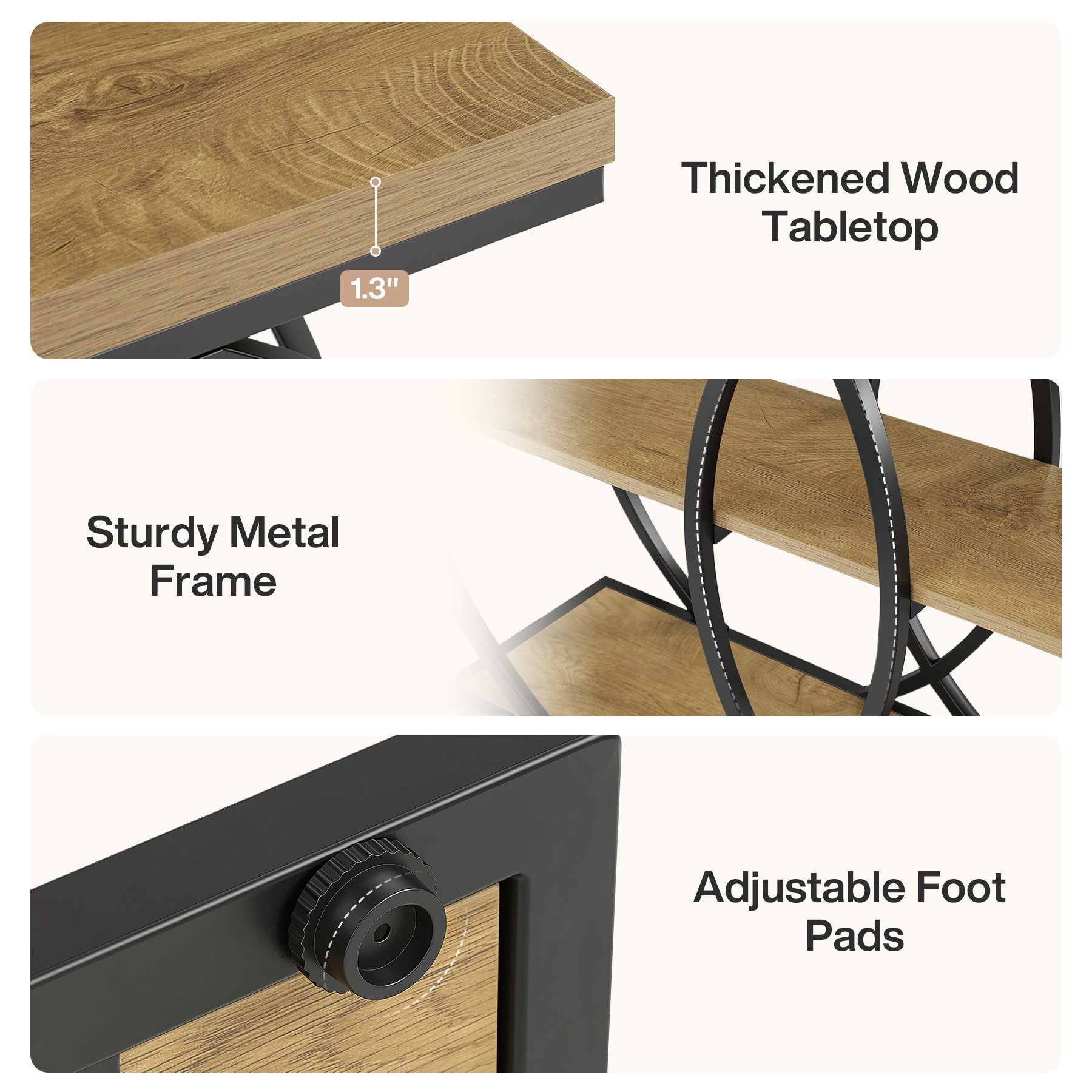 Tribesigns Console industrielle de 105 cm, Table d'appoint à 3 niveaux avec rangement