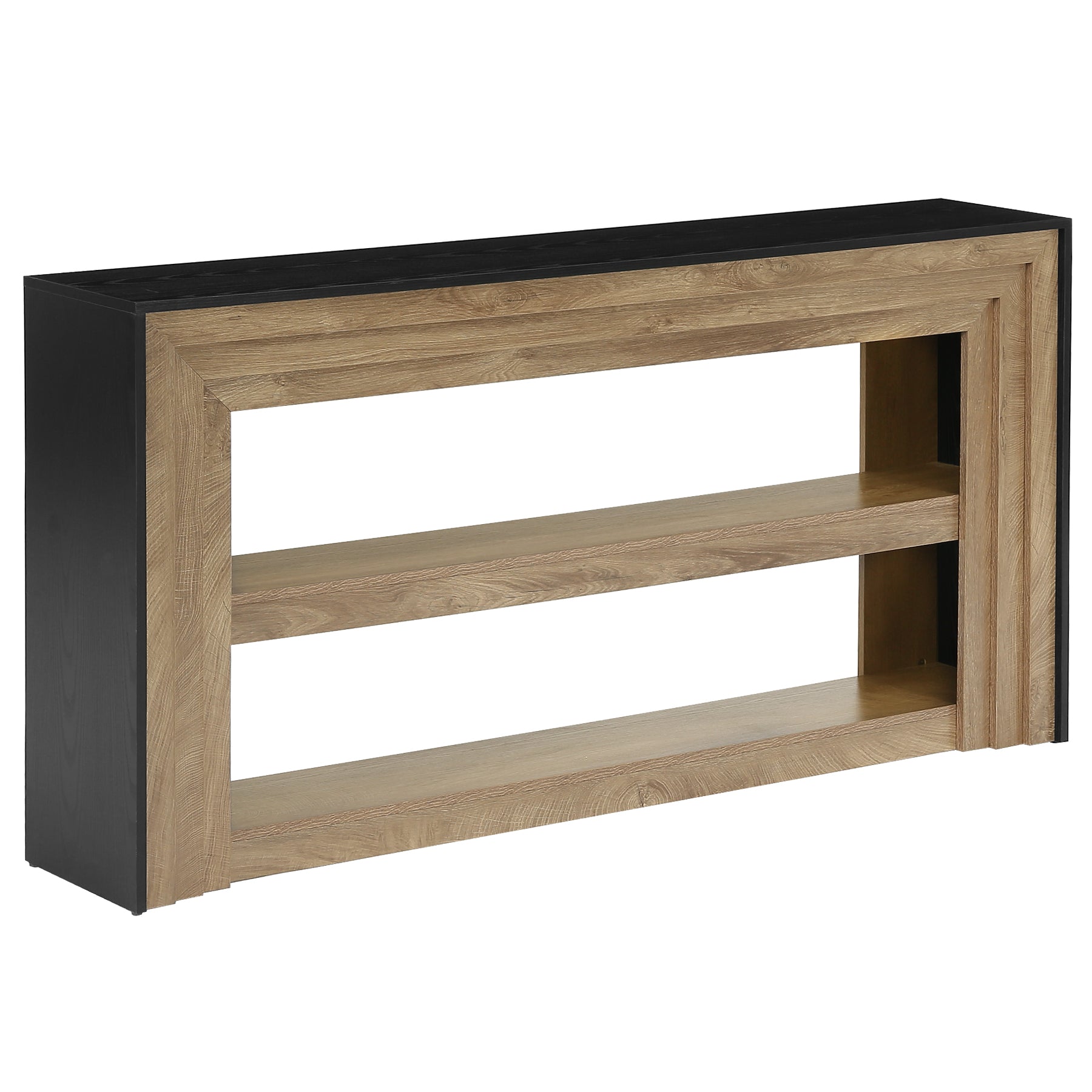 Tribesigns Console de 160 cm de style campagnard, Table d'entrée étroite à 3 niveaux et étagères ouvertes