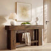 Tribesigns Table console de style industriel à 2 niveaux, 160 cm Table d'appoint étroite pour canapé avec étagère 3