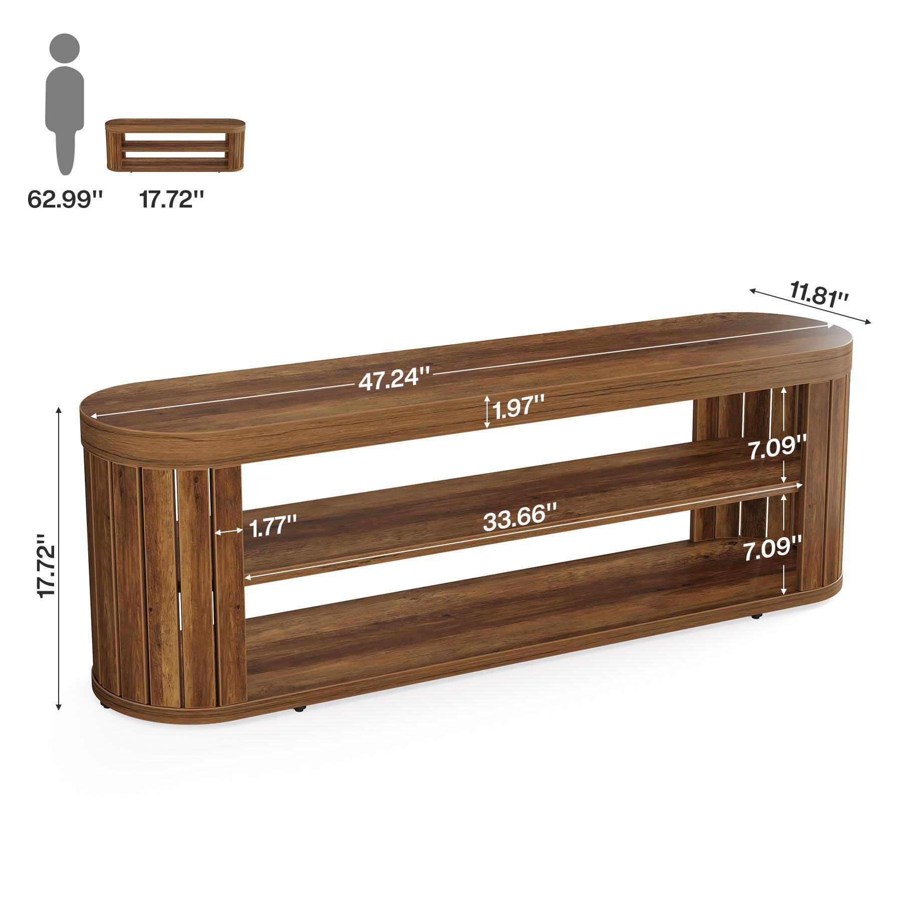 Tribesigns Banc à chaussures (120 cm) avec 2 étagères, Banc d'entrée avec rangement et pieds réglables