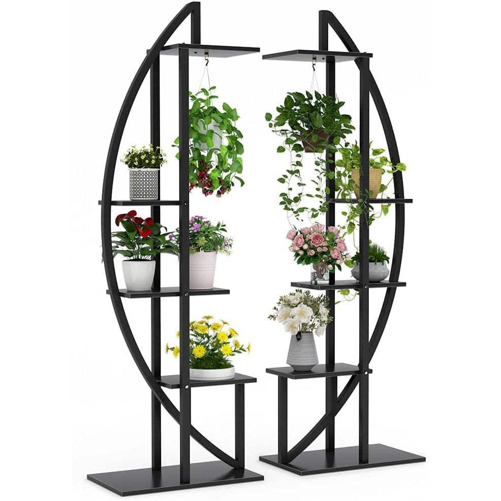 Tribesigns Lot de 2 supports pour plantes à 5 niveaux, Étagère de présentation incurvée polyvalente