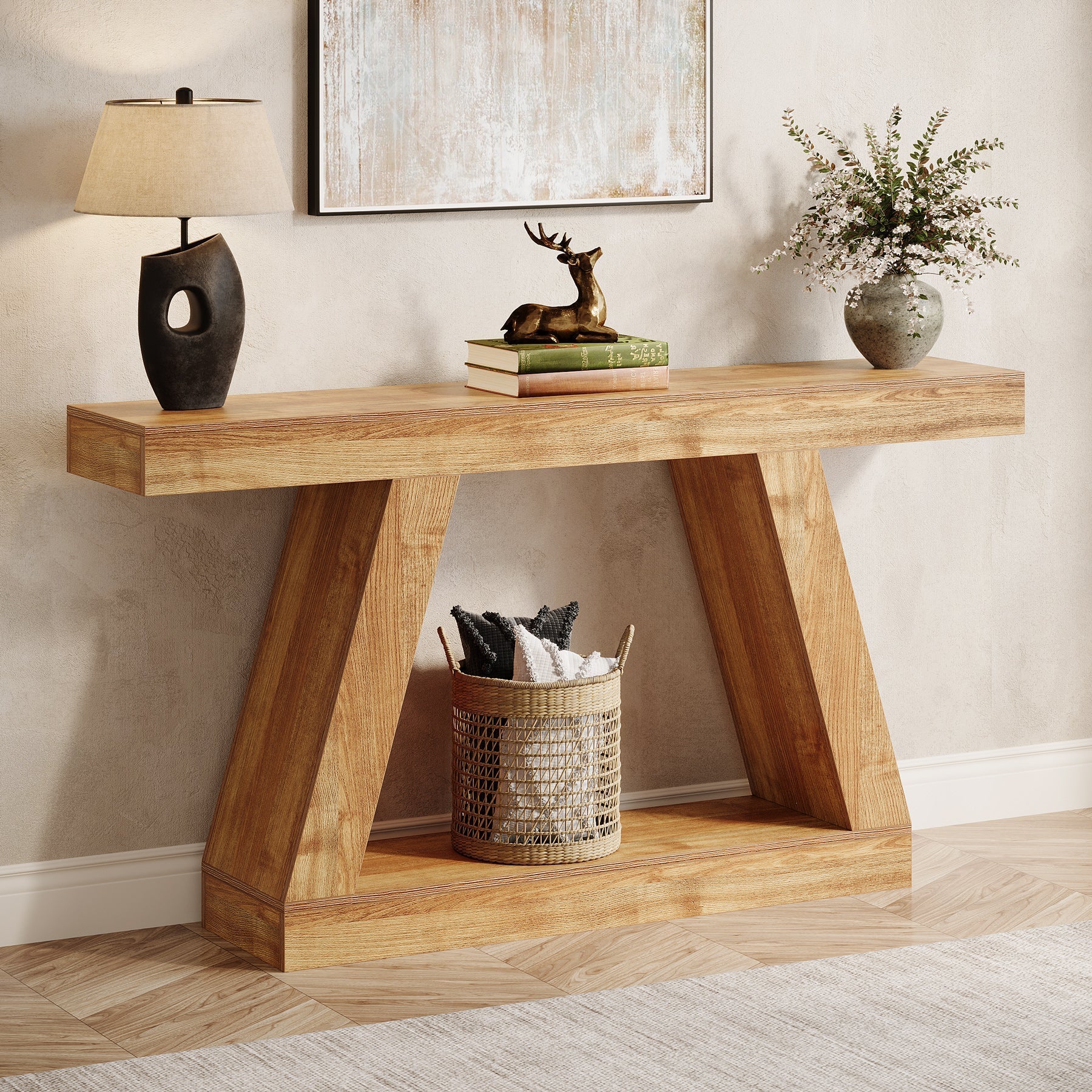 Tribesigns Table console industrielle de 140 cm pour entrée, Table basse de couloir