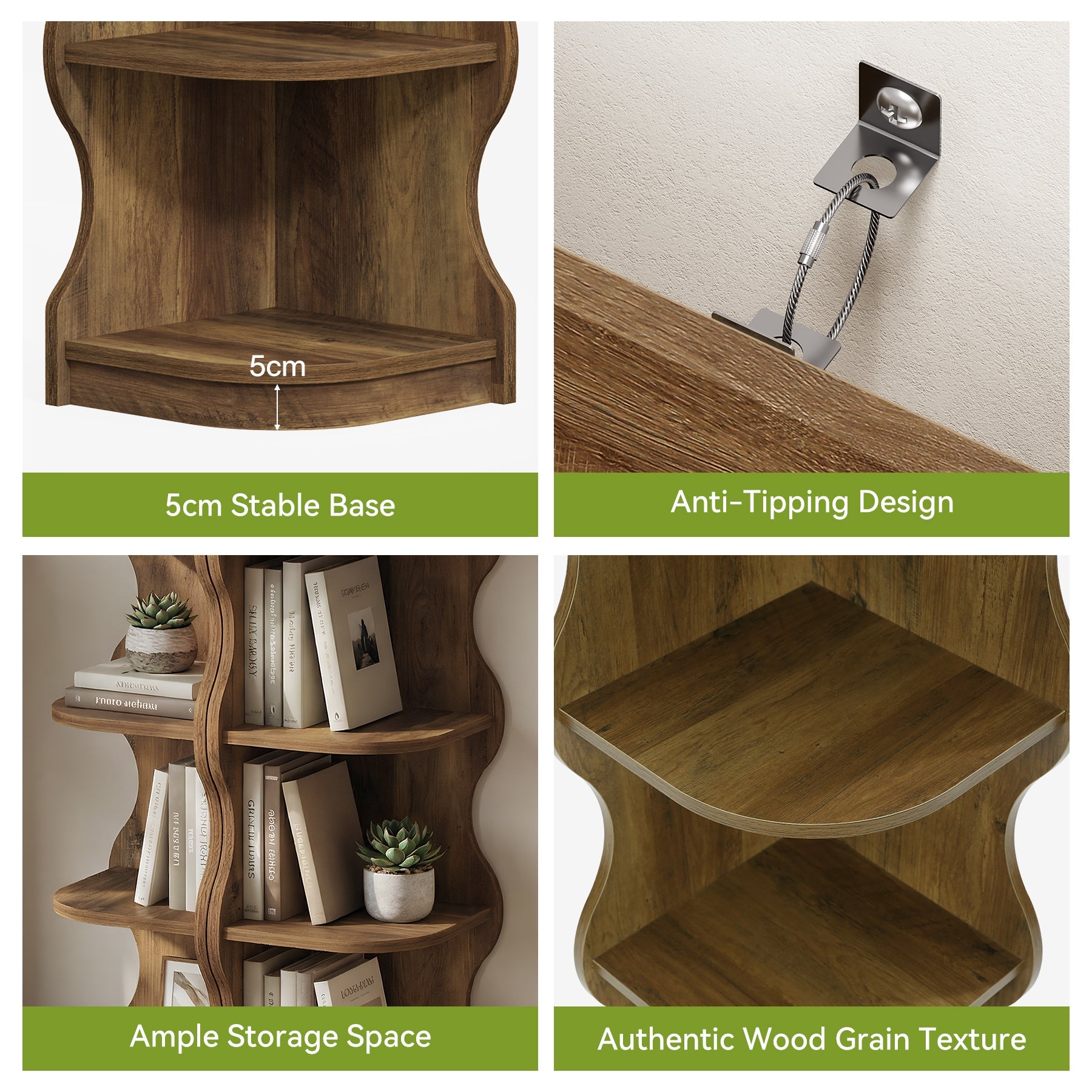 Tribeisgns Étagère d'angle, Étagère moderne à 6 niveaux de 180 cm