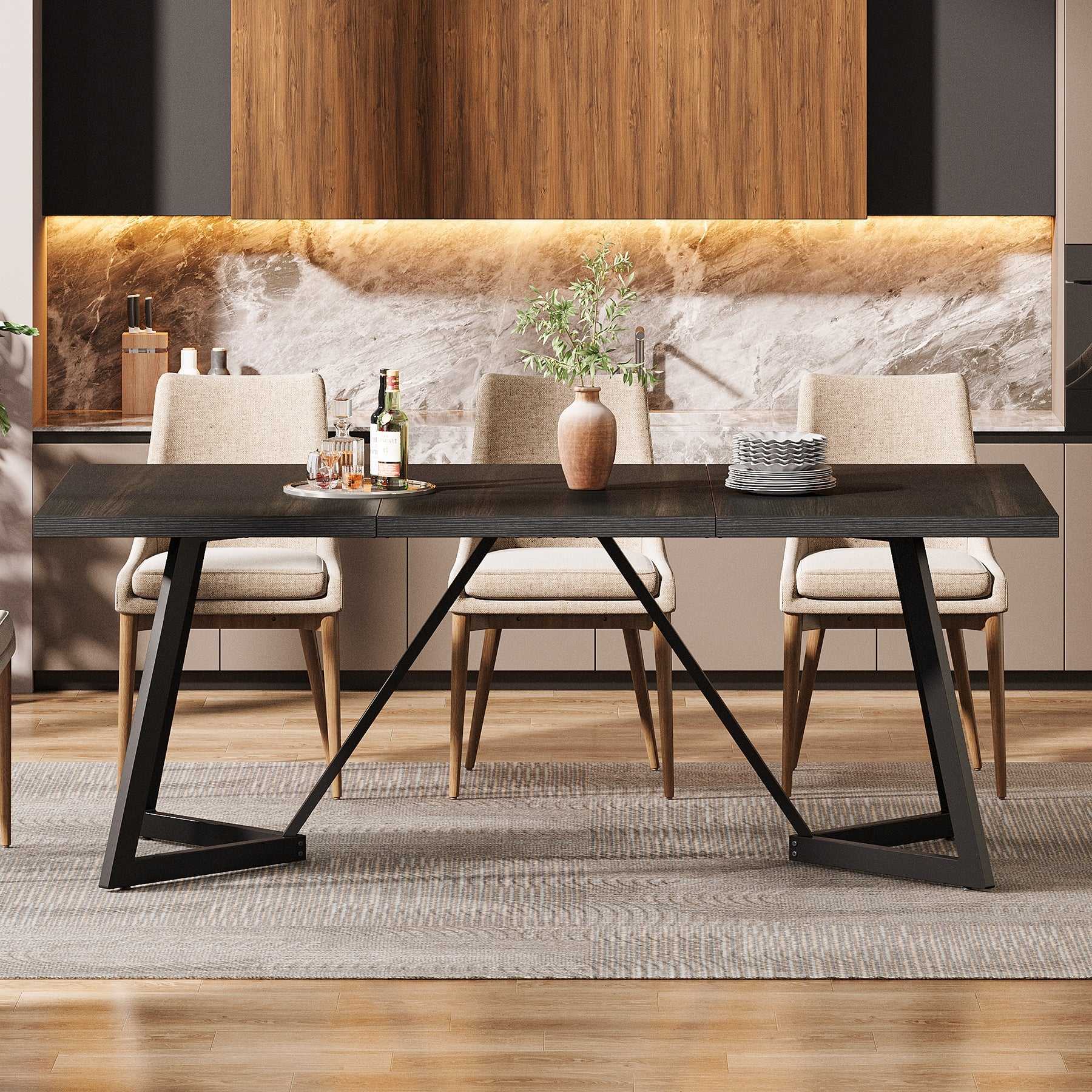 Tribesigns Table à manger de 180 cm, Table de cuisine rectangulaire moderne pour 6 à 8 personnes