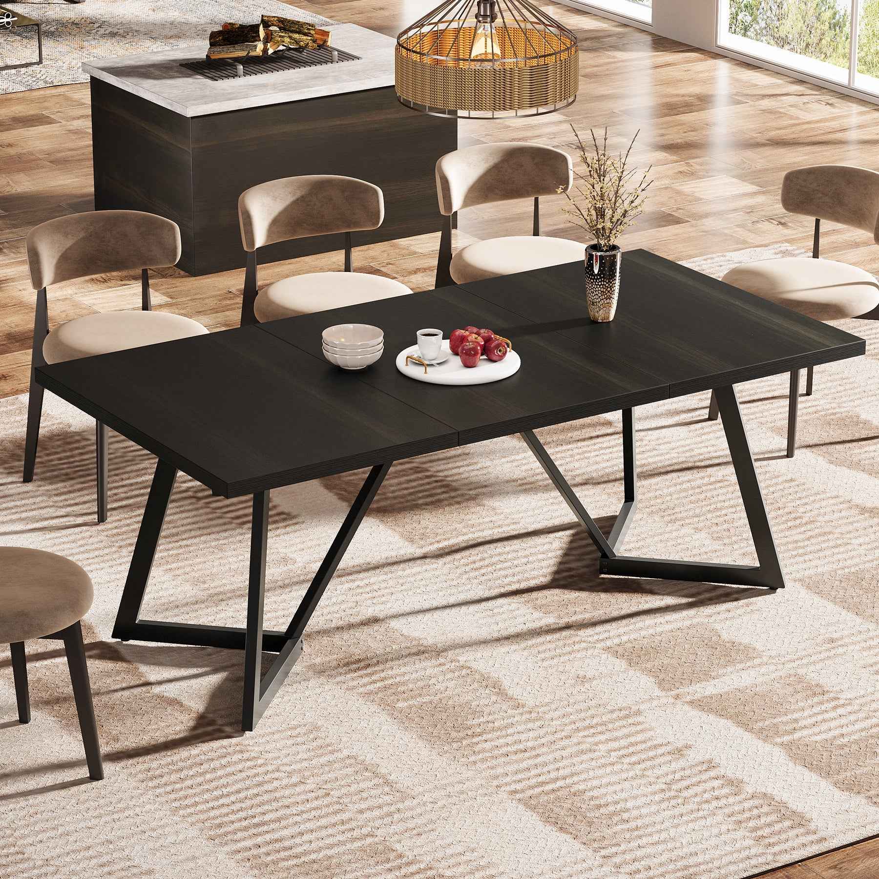 Tribesigns Table à manger de 180 cm, Table de cuisine rectangulaire moderne pour 6 à 8 personnes