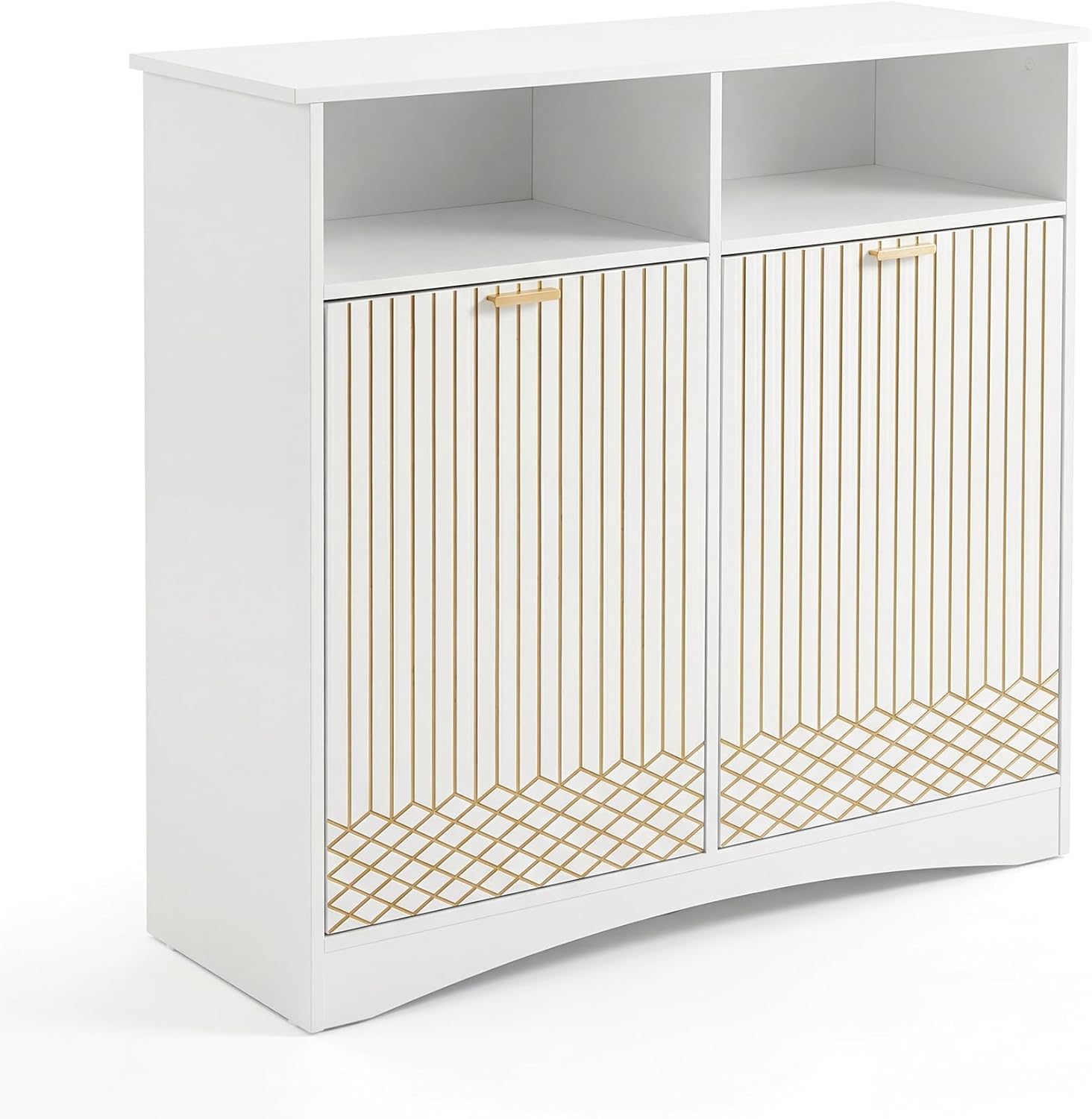 Tribesigns Meuble de tri des déchets avec système coulissant, Meuble de cuisine moderne avec 2 compartiments pour poubelles intégrées