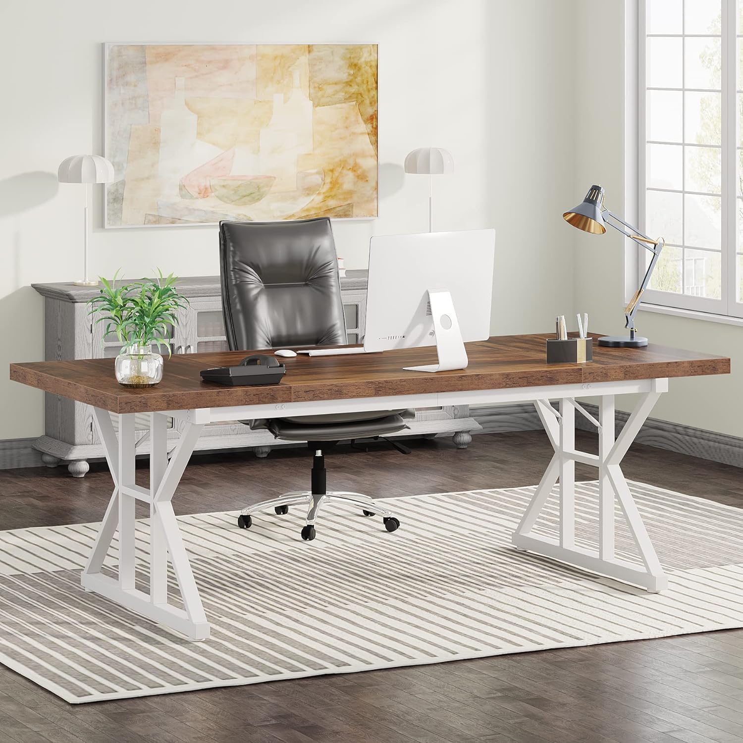 Tribesigns Bureau de direction 160 cm, Bureau d'ordinateur portable moderne au style simple
