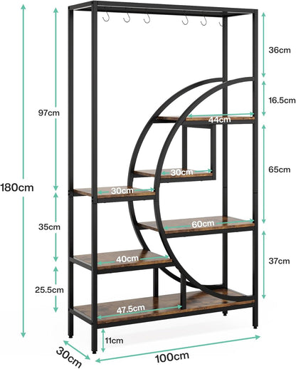 Tribesigns Bibliothèque murale à 7 niveaux, Bibliothèque design en forme de demi-lune