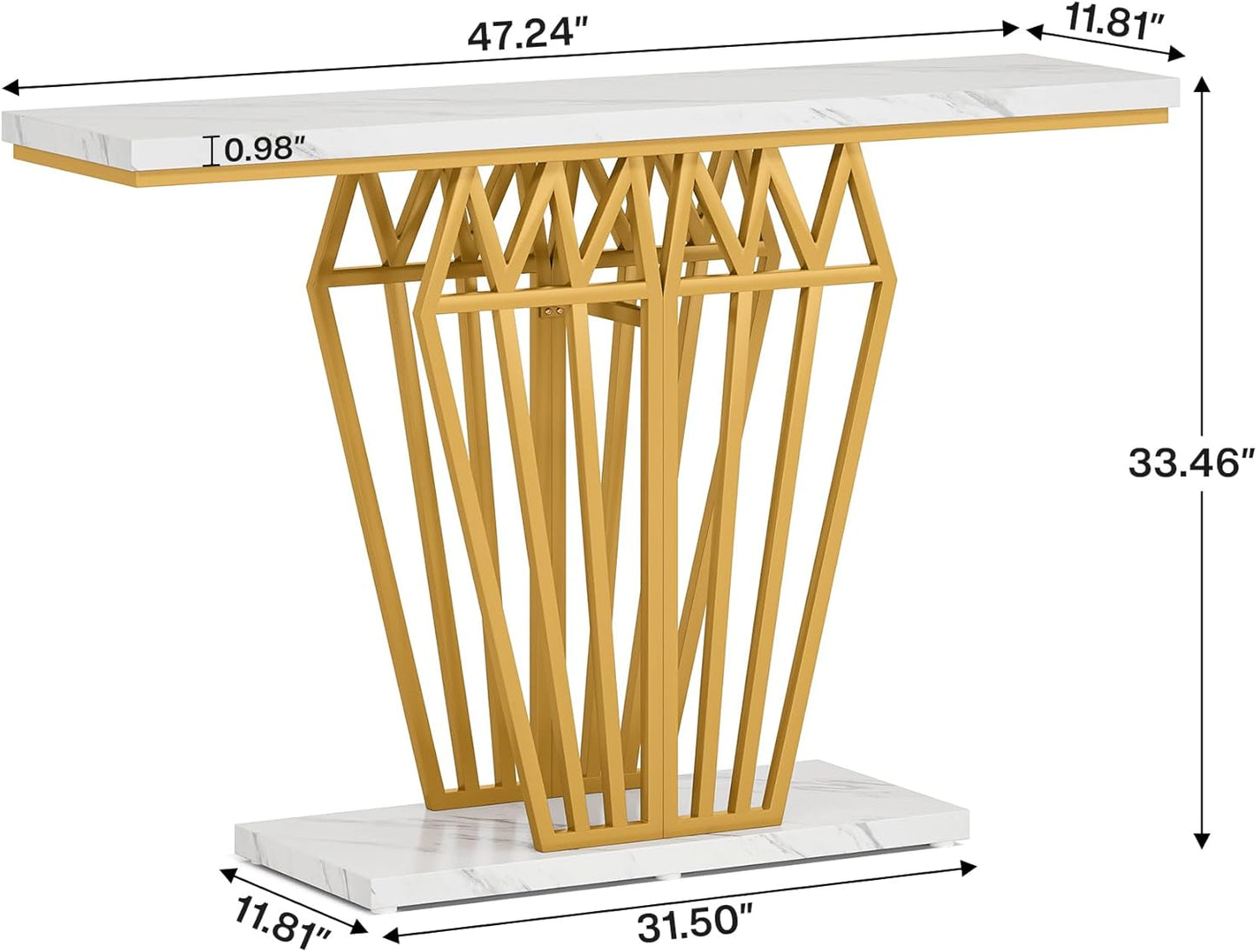 Tribesigns Table console éclairée, Console moderne avec pieds géométriques en métal