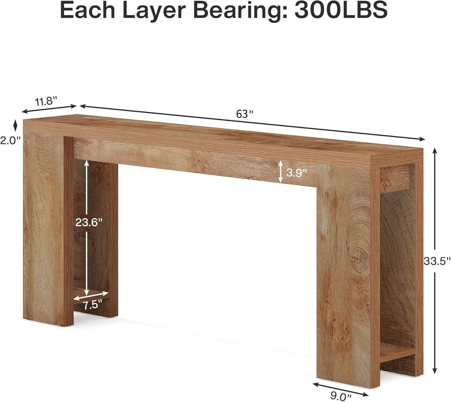 Tribesigns Console 160 cm, Table de canapé de style ferme Table d'appoint d'entrée