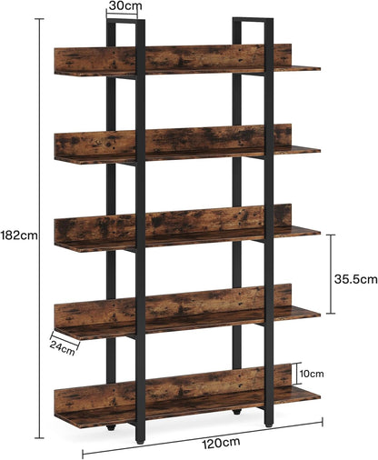 Tribesigns Grande bibliothèque industrielle à 5 niveaux, Étagère à livres échelle